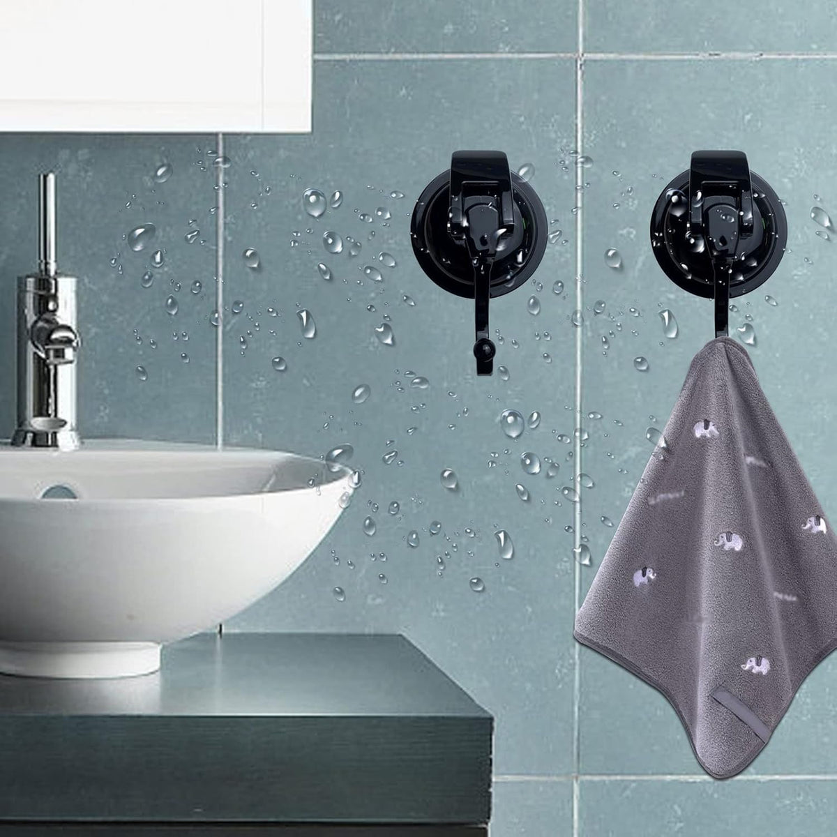 Heavy Duty Vacuum Shower Hooks - Glass Suction Cup Hooks, Reusable, No Hole Punched, for Bathroom