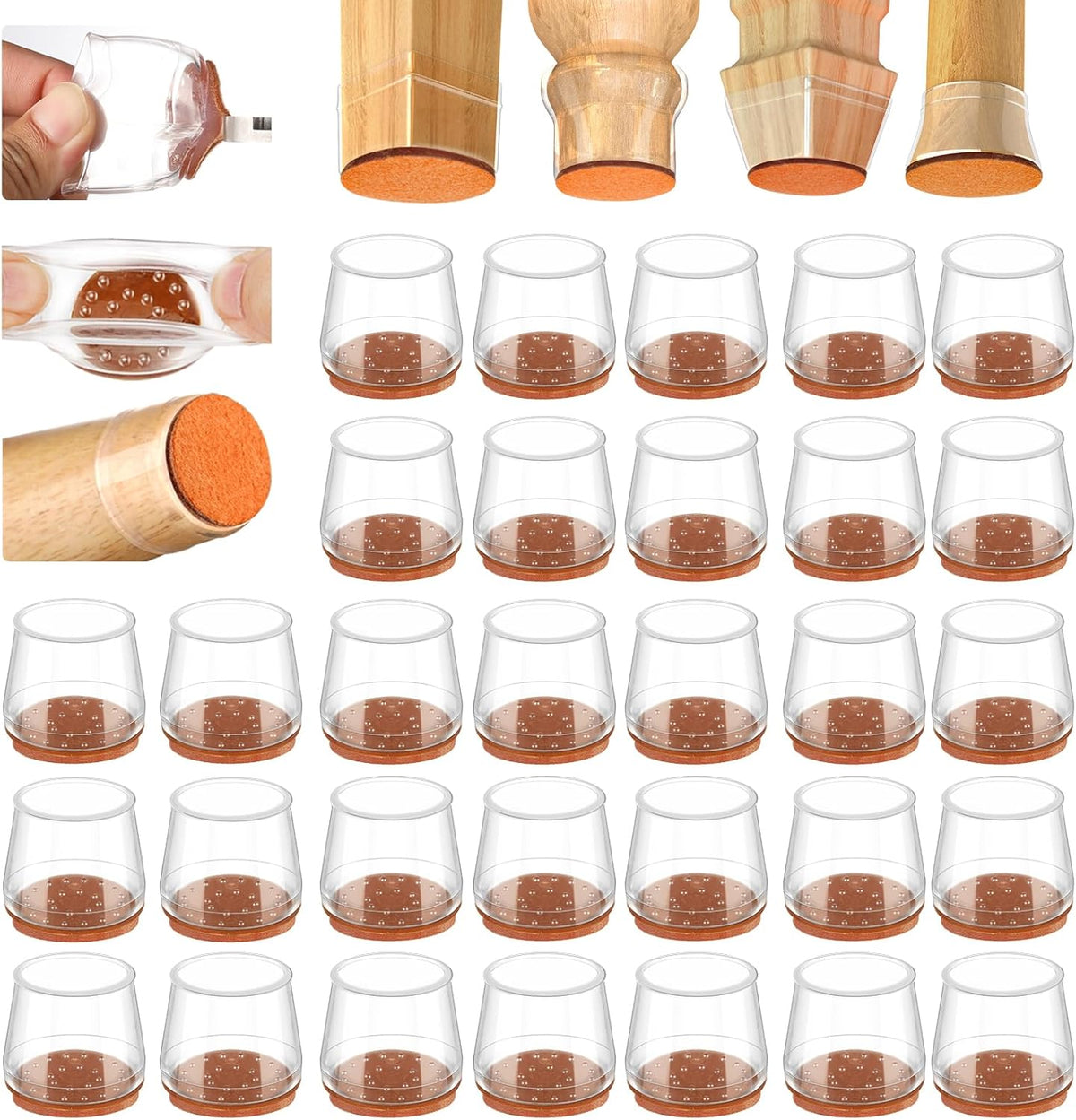 Glaais 36Pcs Silicone Chair Leg Floor Protectors, Floor Protectors for Chairs, Rubber Chair Leg