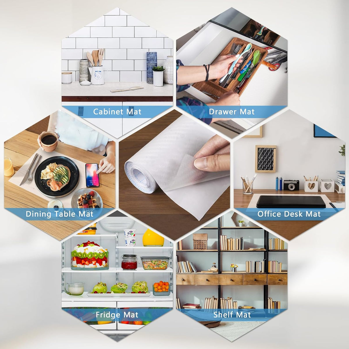 Self-Adhesive Shelf Liner Kitchen Liner, Waterproof Backed Paper Easy Peel and Stick Contact Liner