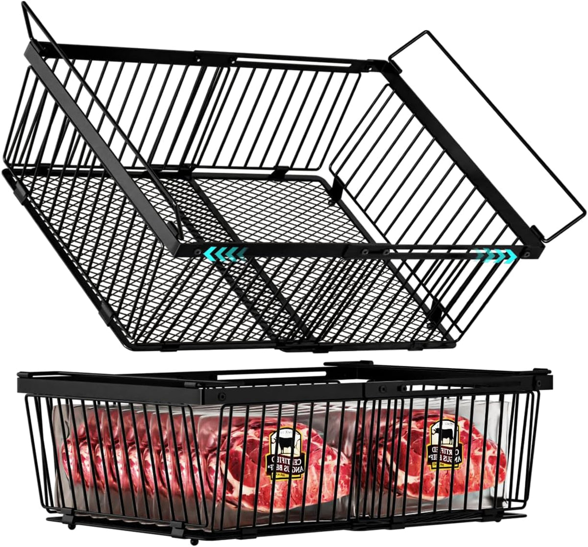 Large Freezer Organizer Bins，Upgraded Bottom Leak-Proof net，Fit 10 to 20 Cu Ft Chest Freezer，2