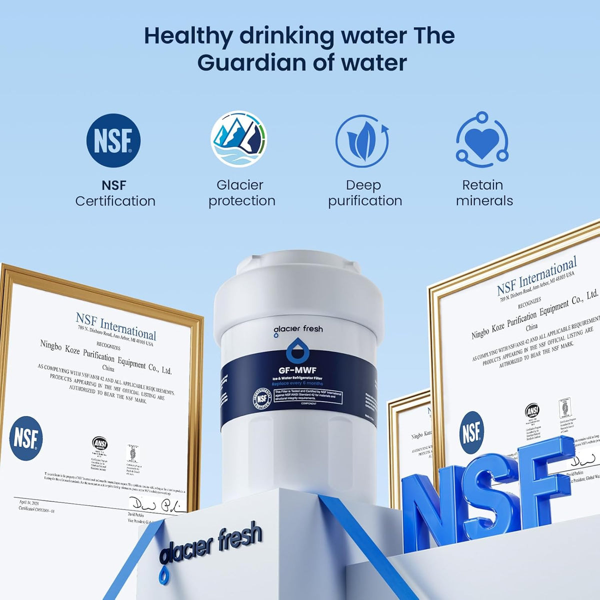 GLACIER FRESH Replacement for MWF Refrigerator Water Filters, SmartWater MWFP, MWFA, GWF, HDX