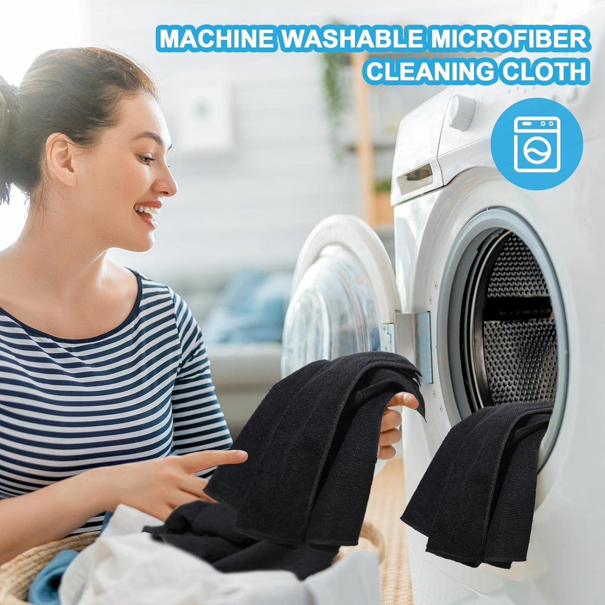 Tenare 100 Pack 12'' x 12'' Microfiber Cleaning Cloths Reusable Cleaning Rags Bulk Microfiber