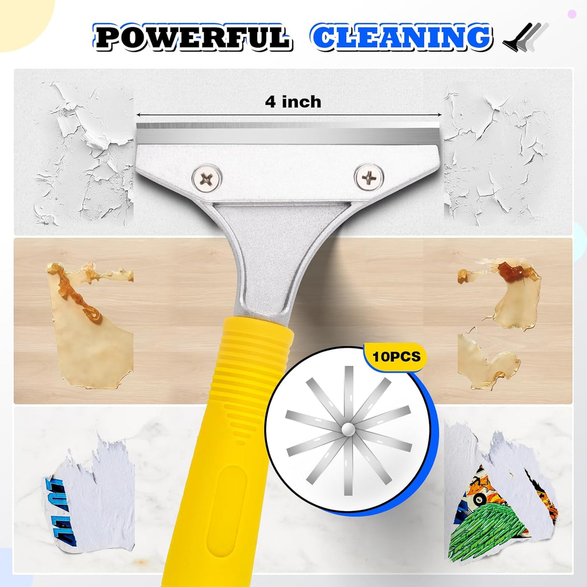 DIYSELF Scraper Tool 5.4ft (65in) Adjustable Floor Scraper Long Handle Heavy Duty Paint Scraper 4