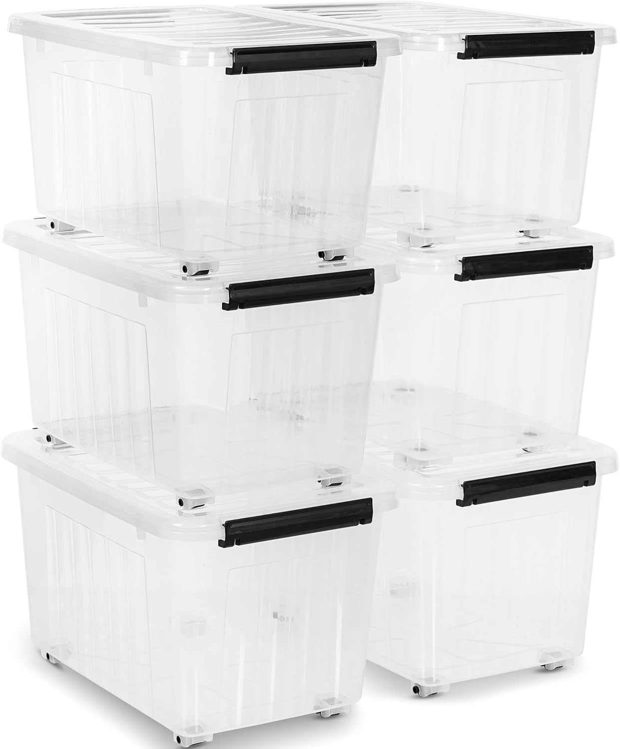 Citylife 54 QT Clear Plastic Storage Bins with Lids Stackable and Nestable Storage Boxes with Lids