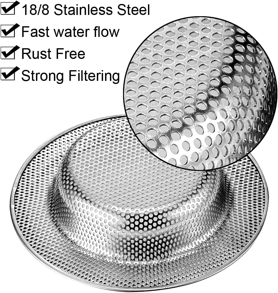 Kitchen Sink Strainer, 2-Pack Sink Strainer Basket with Handle, 4.5" Diameter, Stainless Steel