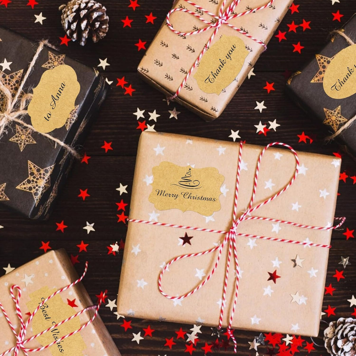 350 PCS Gift Tags Stickers Name Labels Stickers,2" x 1.2" Fancy Shape Stickers Self-Adhesive