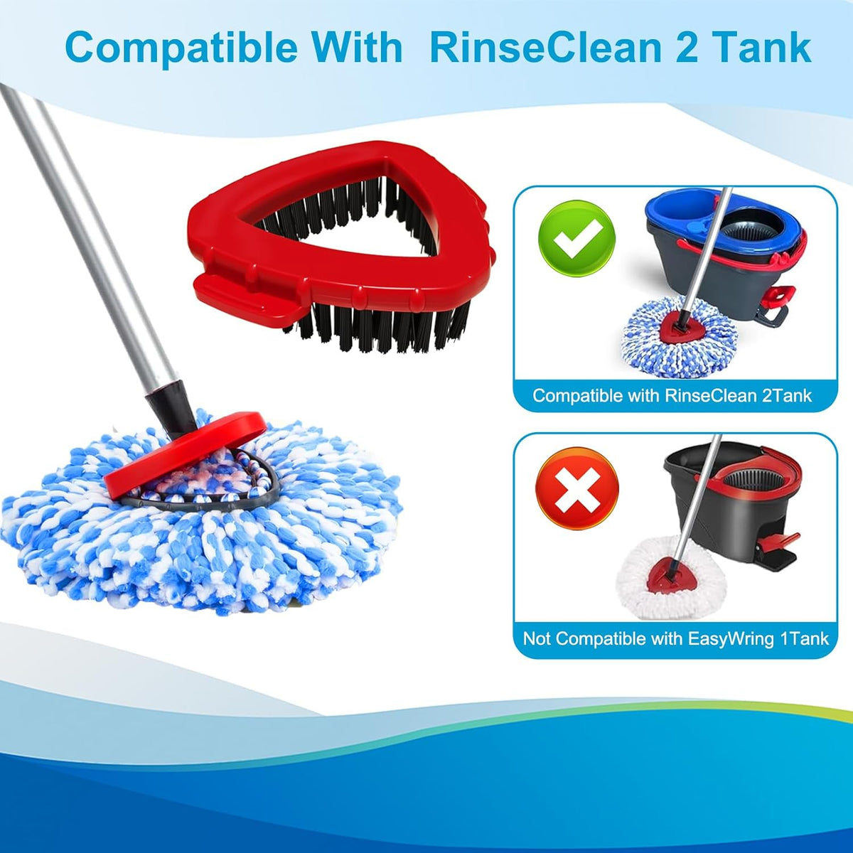 8-Pack Reusable Mop Head Replacement for O Cedar RinseClean 2-Tank System, Microfiber Spin Mop