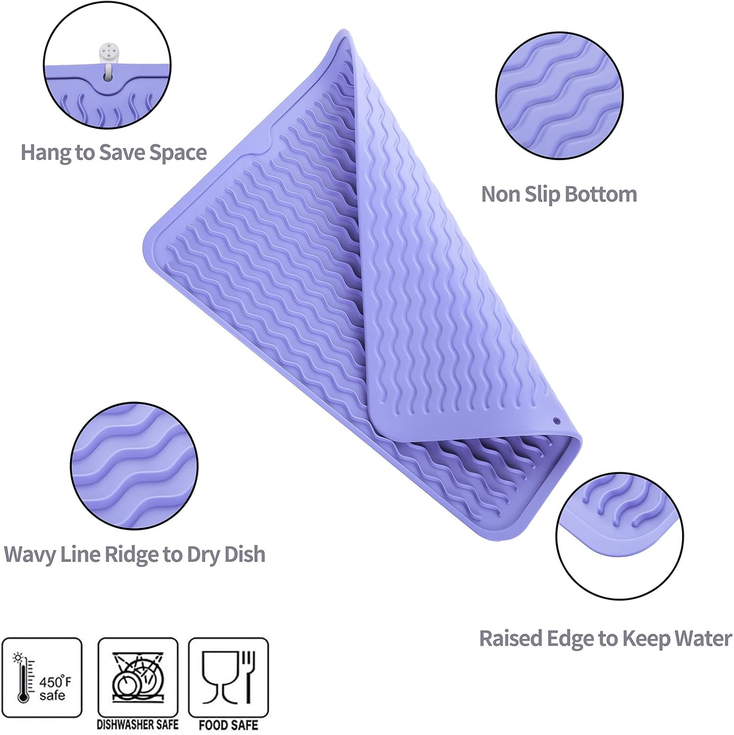 Silicone Dish Drying Mat for Multiple Usage,Easy clean,Eco-friendly,Heat-resistant Silicone Mat for