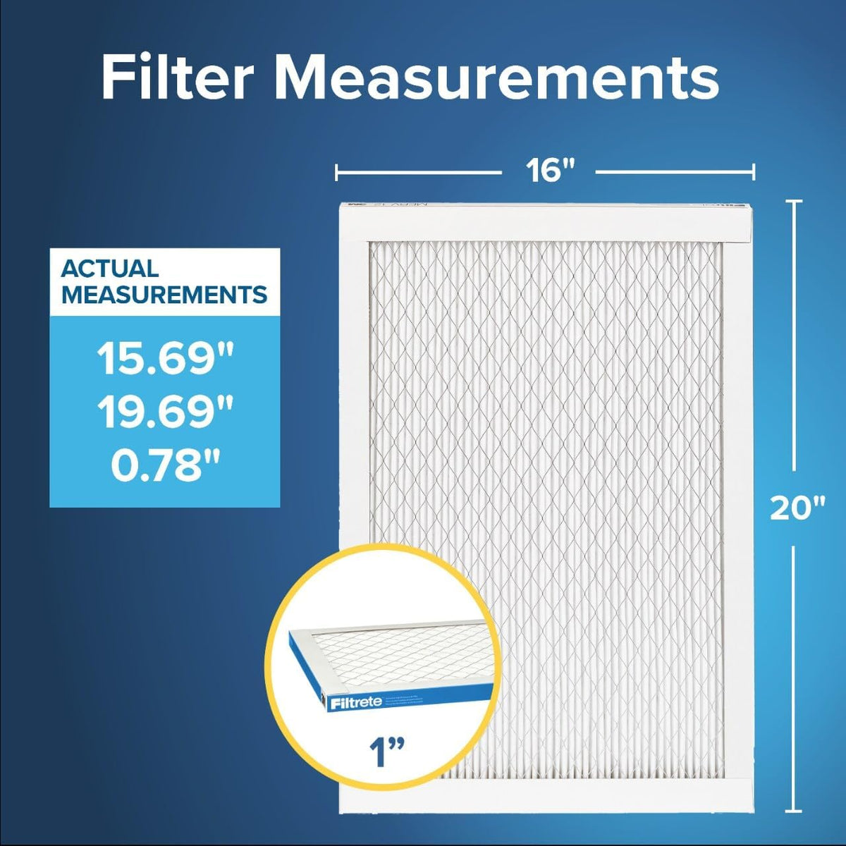 Filtrete 16x20x1 AC Furnace Air Filter, MERV 13, MPR 1900, Premium Allergen, Bacteria & Virus