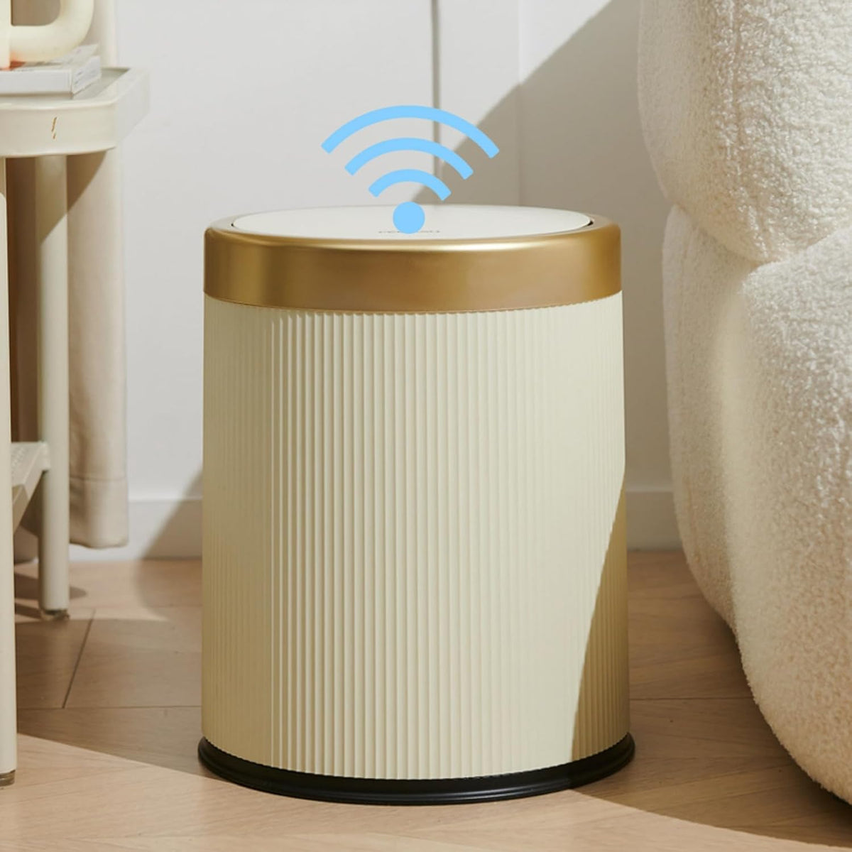 URALFA 3.7 Gallon Motion Sensor Bathroom Trash Can with Lid，Automatic Waterproof Touchless Garbage