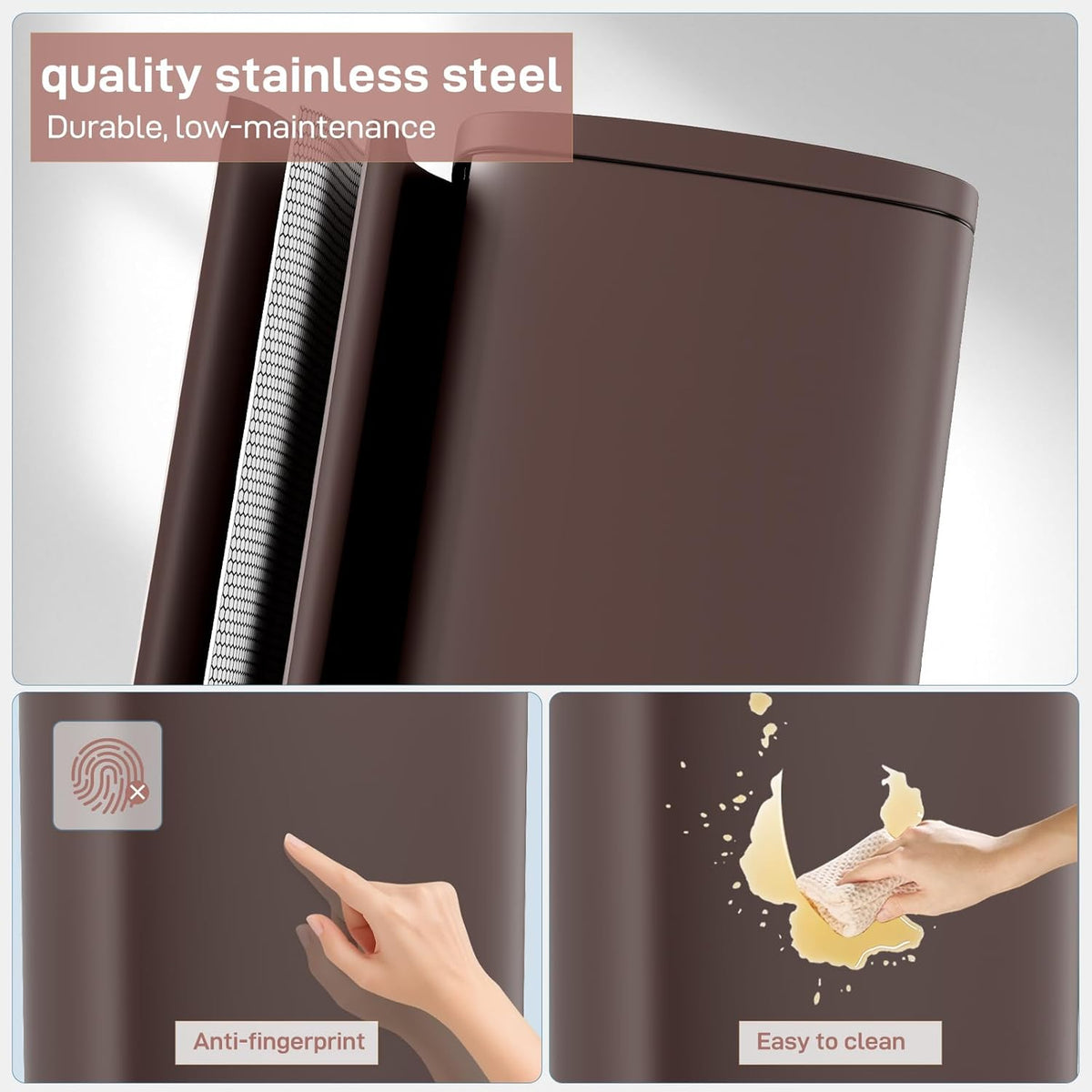 Arlopu 8 Gallon Step Trash Can, Stainless Steel Garbage Bin, Soft-Close Rubbish Bin with Removable