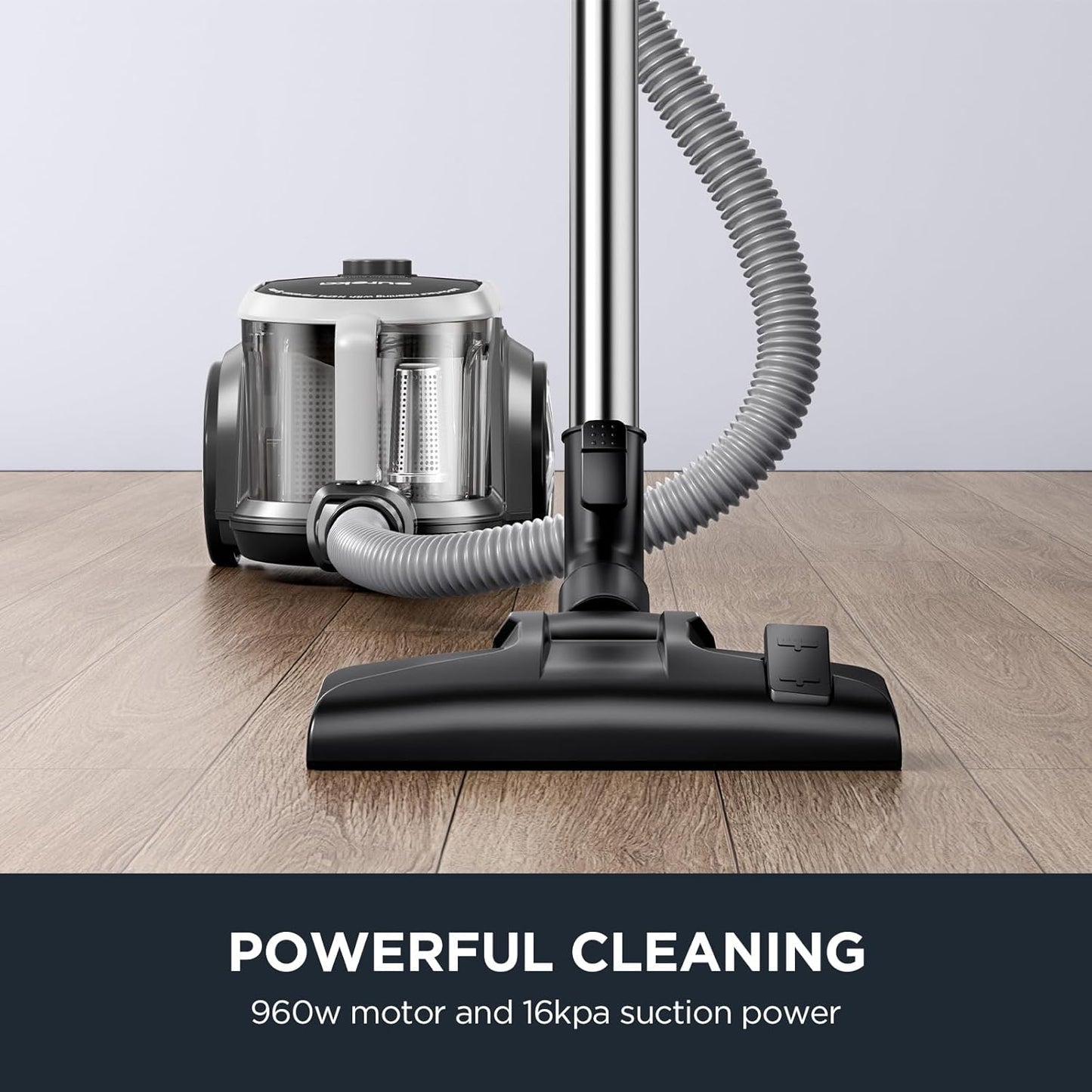 Eureka Bagless Canister Vacuum Cleaner, Lightweight Vac for Carpets and Hard Floors, Silver with
