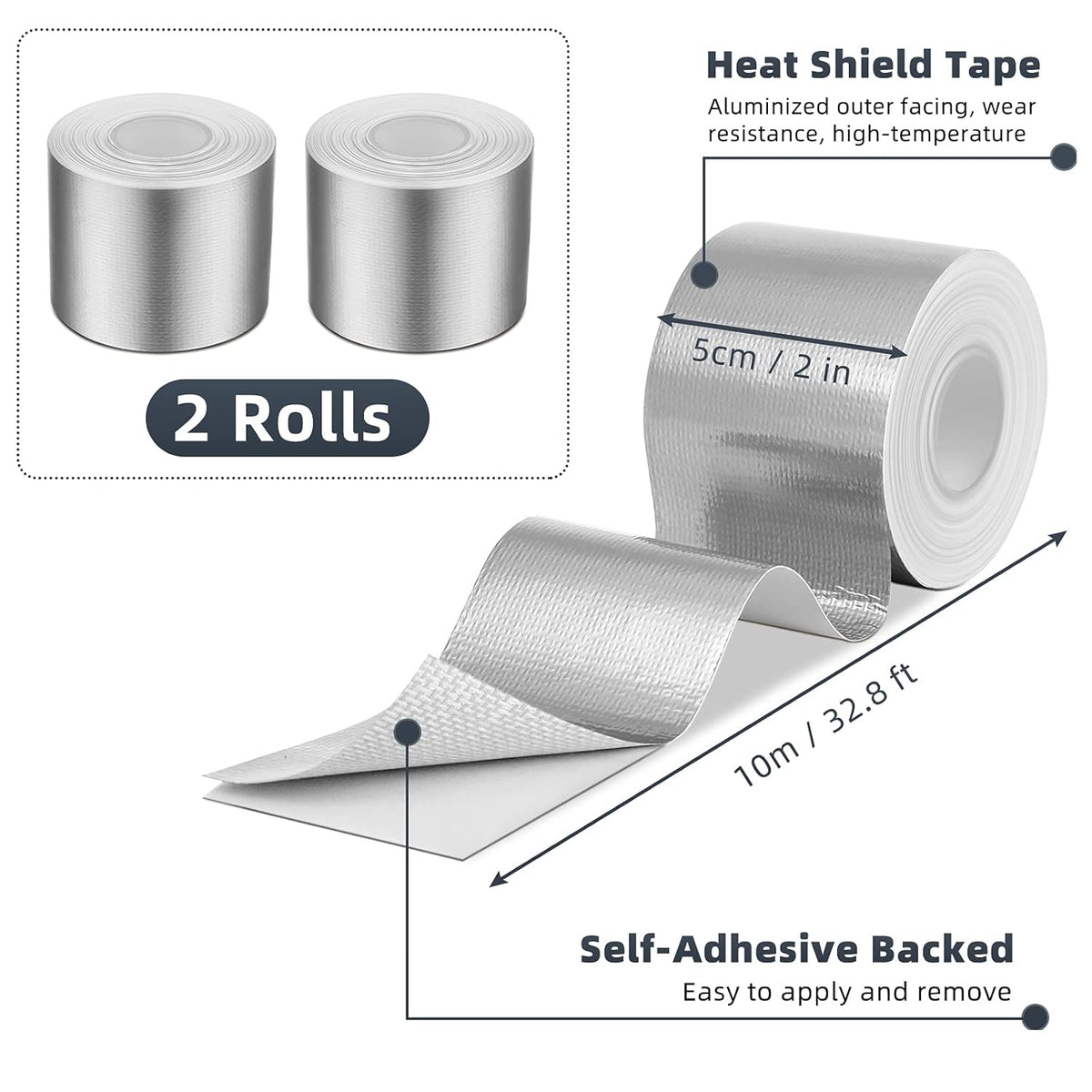 Zonon 2 Rolls Aluminum Foil Tape Heat Shield Tape Barrier Adhesive Reflective Fiberglass Thermal