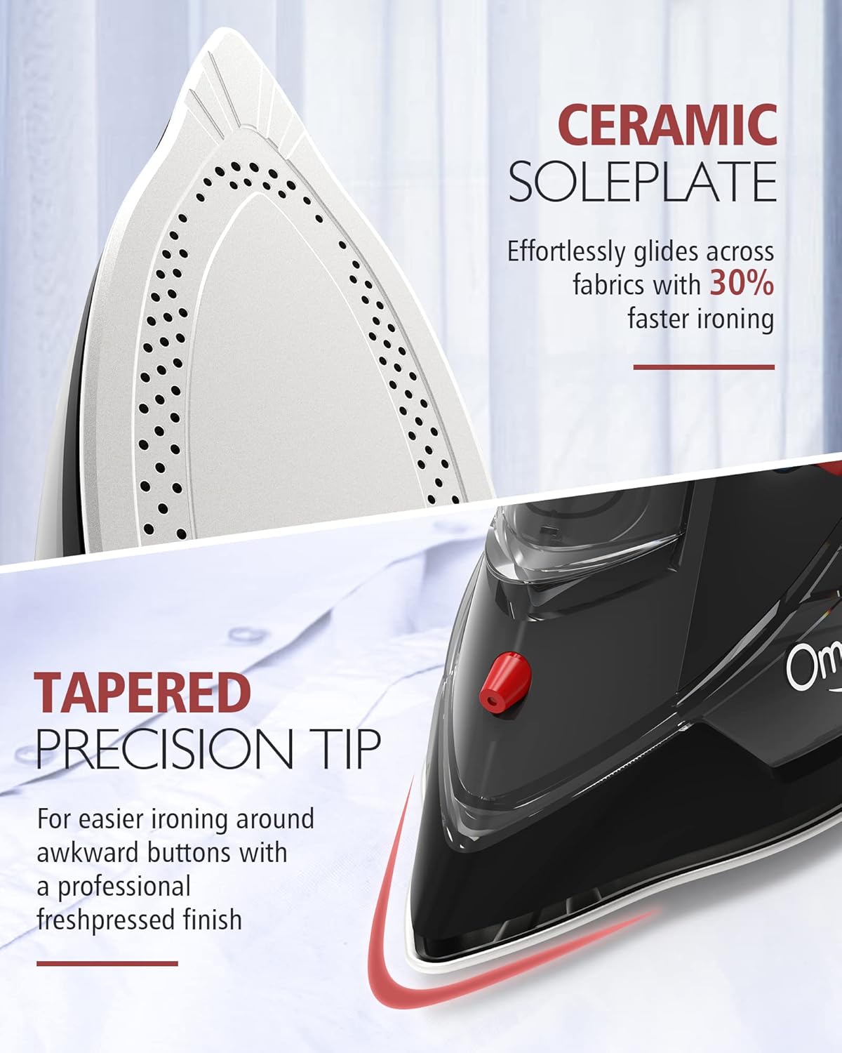 Cordless Iron for Clothes, 1500W Steam Iron Rapid Heating, Non-Stick Ceramic Soleplate, Auto Shut