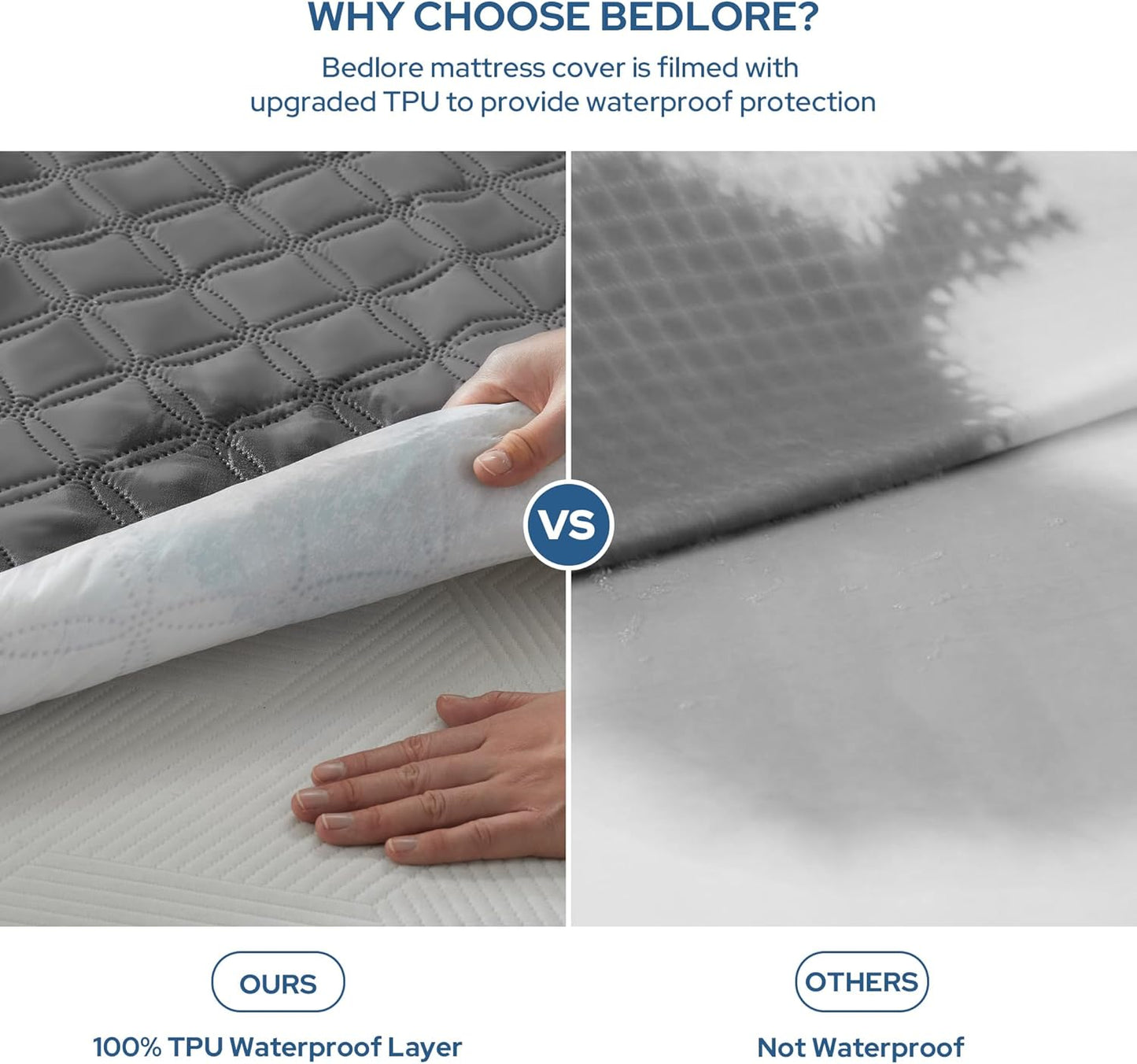BEDLORE Waterproof Mattress Protector, Noiseless California King Size Mattress Pad with Deep Pocket