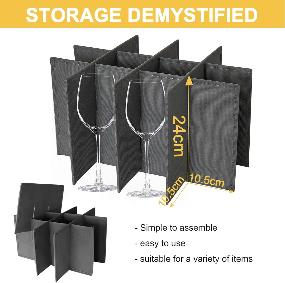 homyfort Wine Glass Storage Box, China Storage Containers with Dividers, Stemware Storage Case