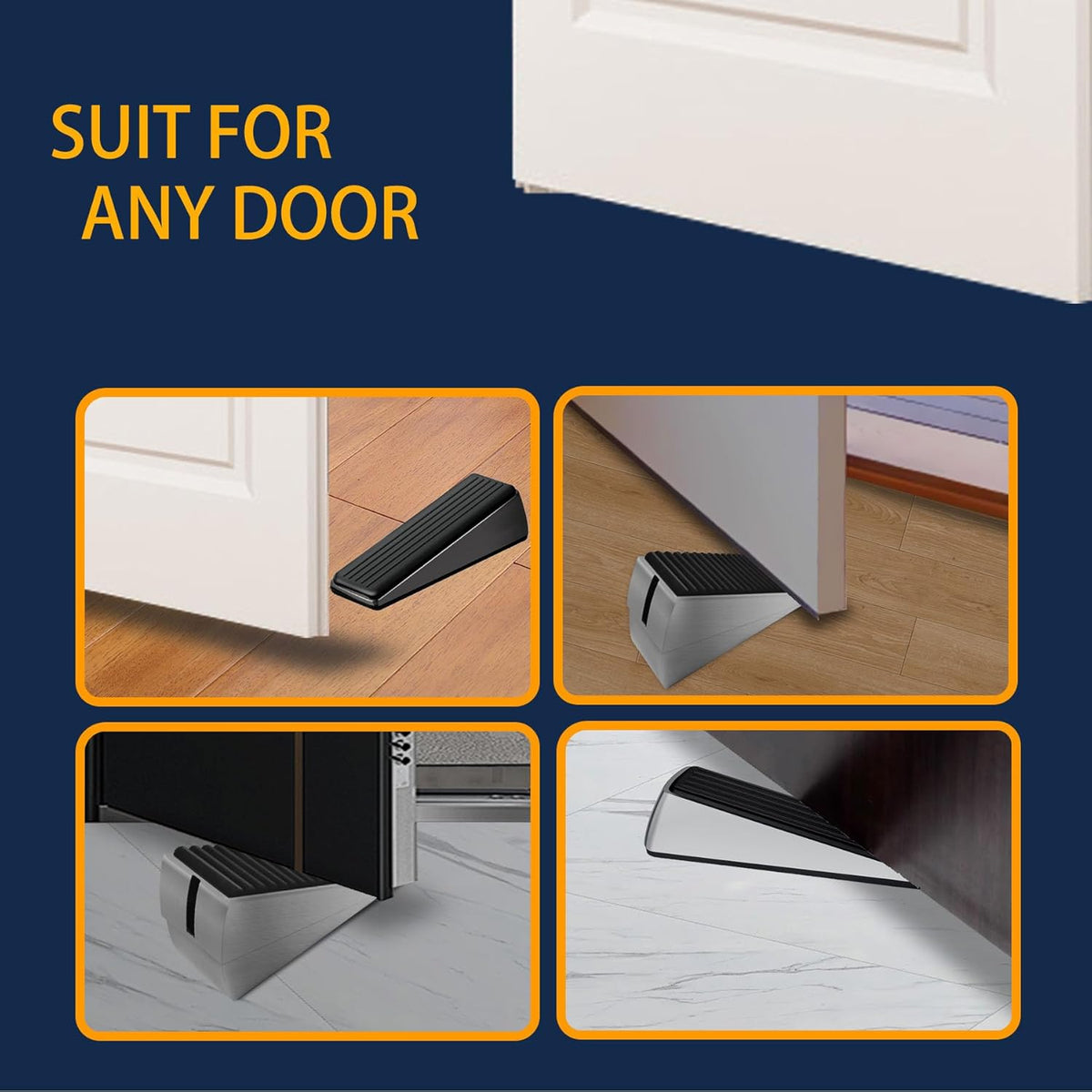Strongest Door Stopper for Bottom of Door, Heavy Duty Door Stop Wedge Made of Premium Quality Zinc