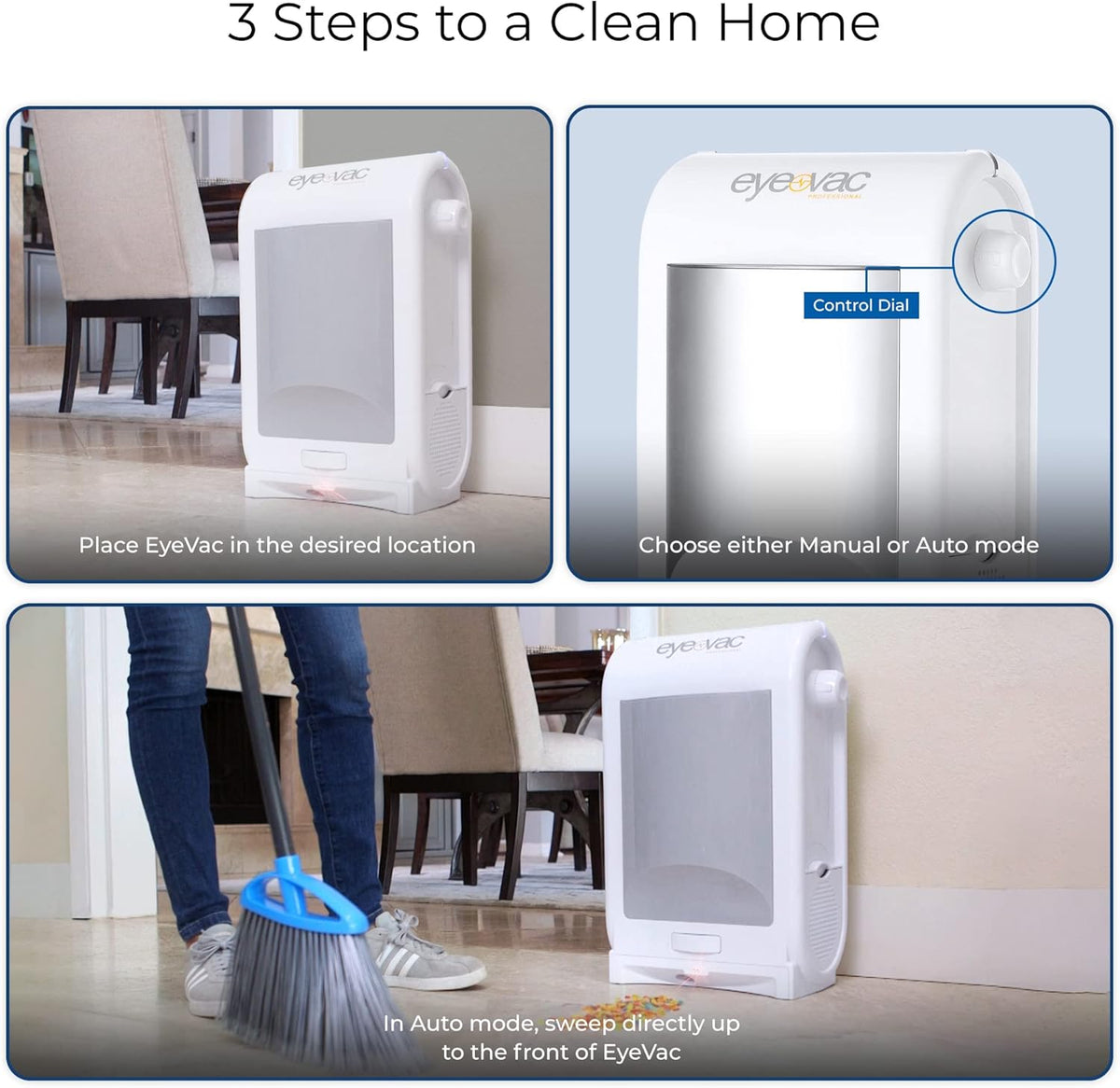 EyeVac Pro Touchless Vacuum Automatic Dustpan - Ultra Fast & Powerful - Great for Sweeping Salon