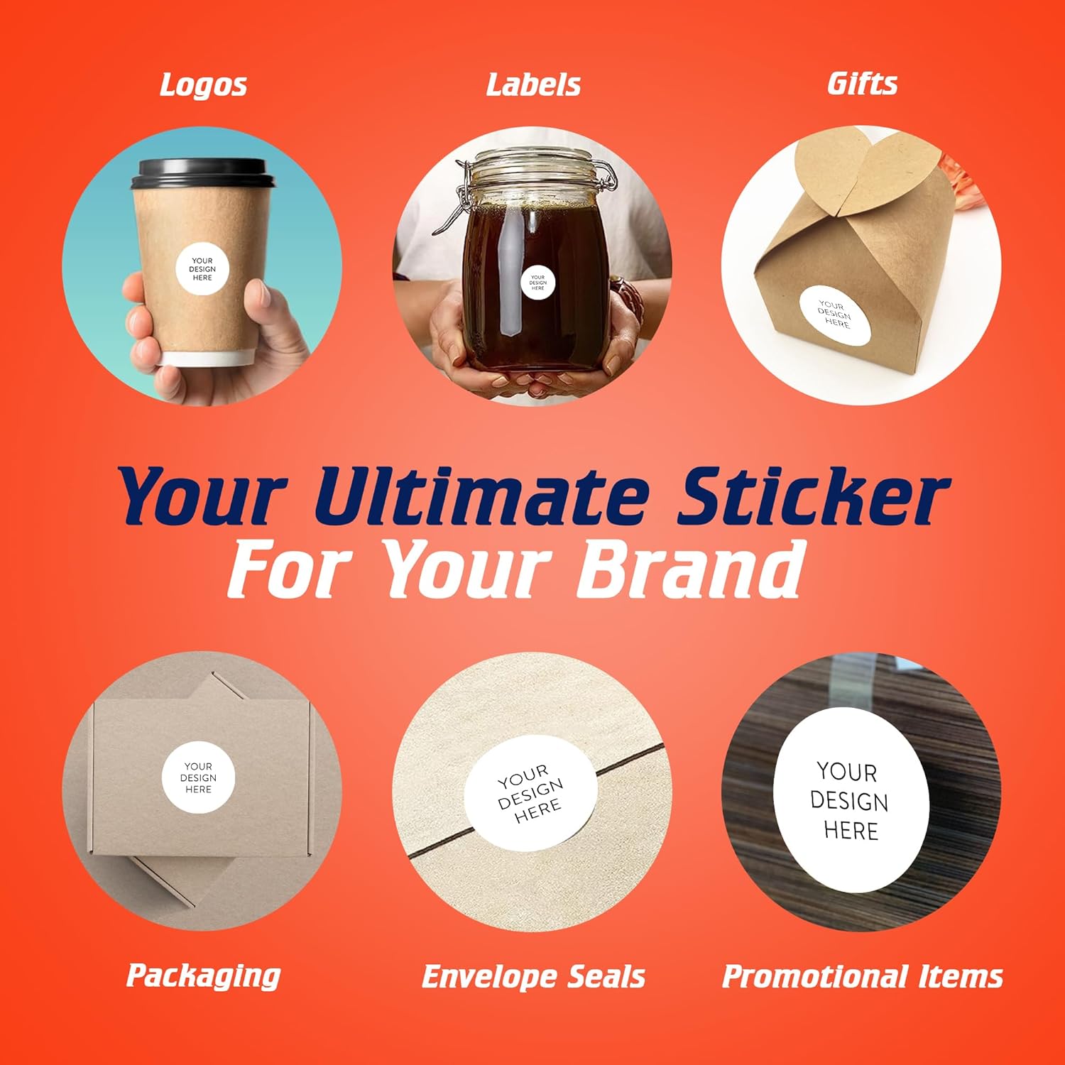 5-1000 Custom Vinyl Stickers - Upload Your own Image, Text, Design, Logo - Personalized Logo Labels