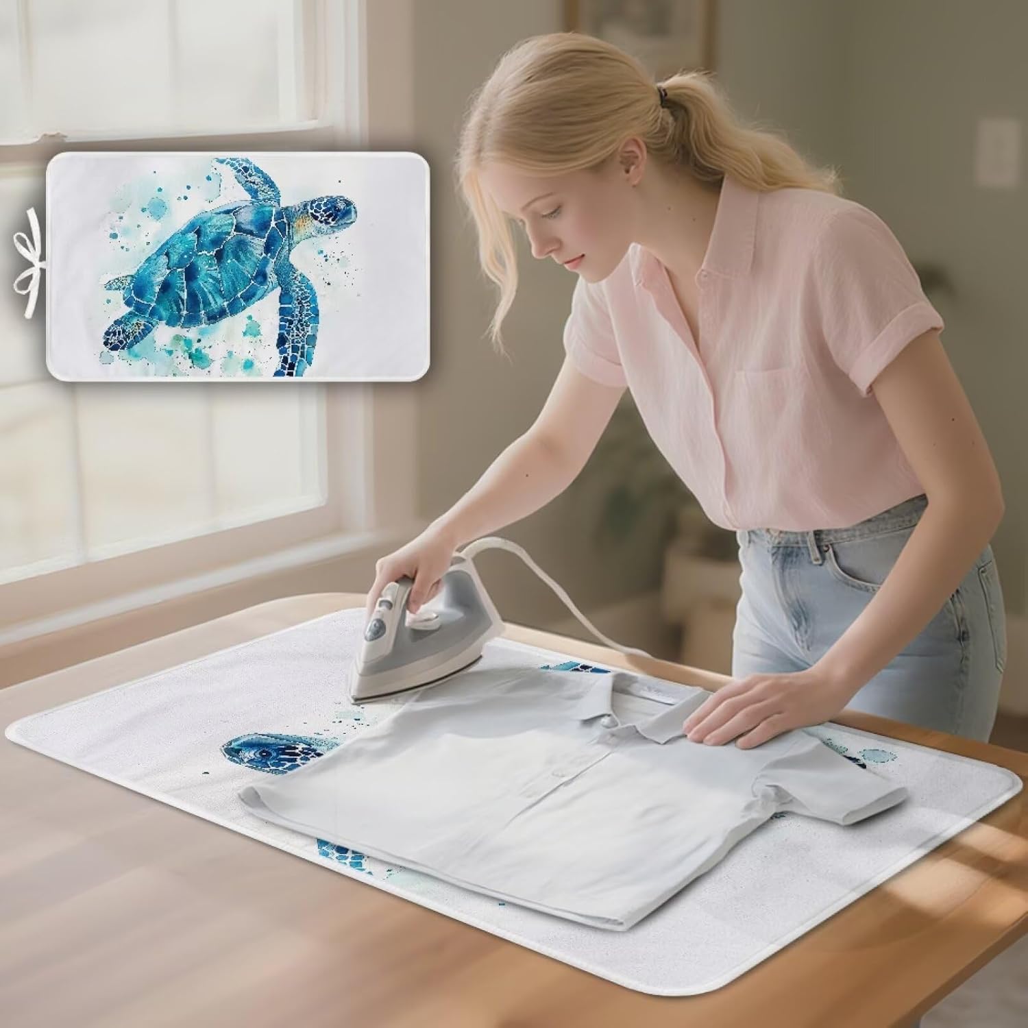 Ironing Mat Thickened Ironing Blanket Sea Turtle Portable Heat Resistant Ironing Pad for