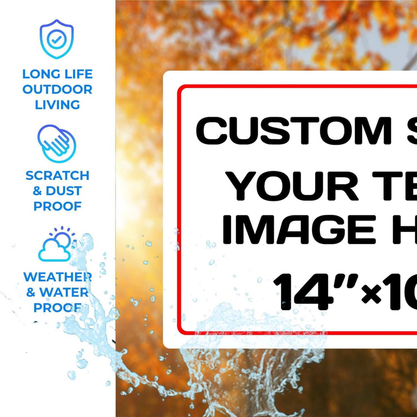 Personalized Aluminum Weatherproof Metal Signs - Custom Text & Picture, Multiple Sizes, Hazard