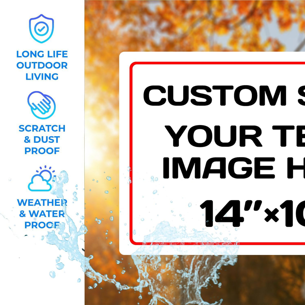 Personalized Aluminum Weatherproof Metal Signs - Custom Text & Picture, Multiple Sizes, Hazard