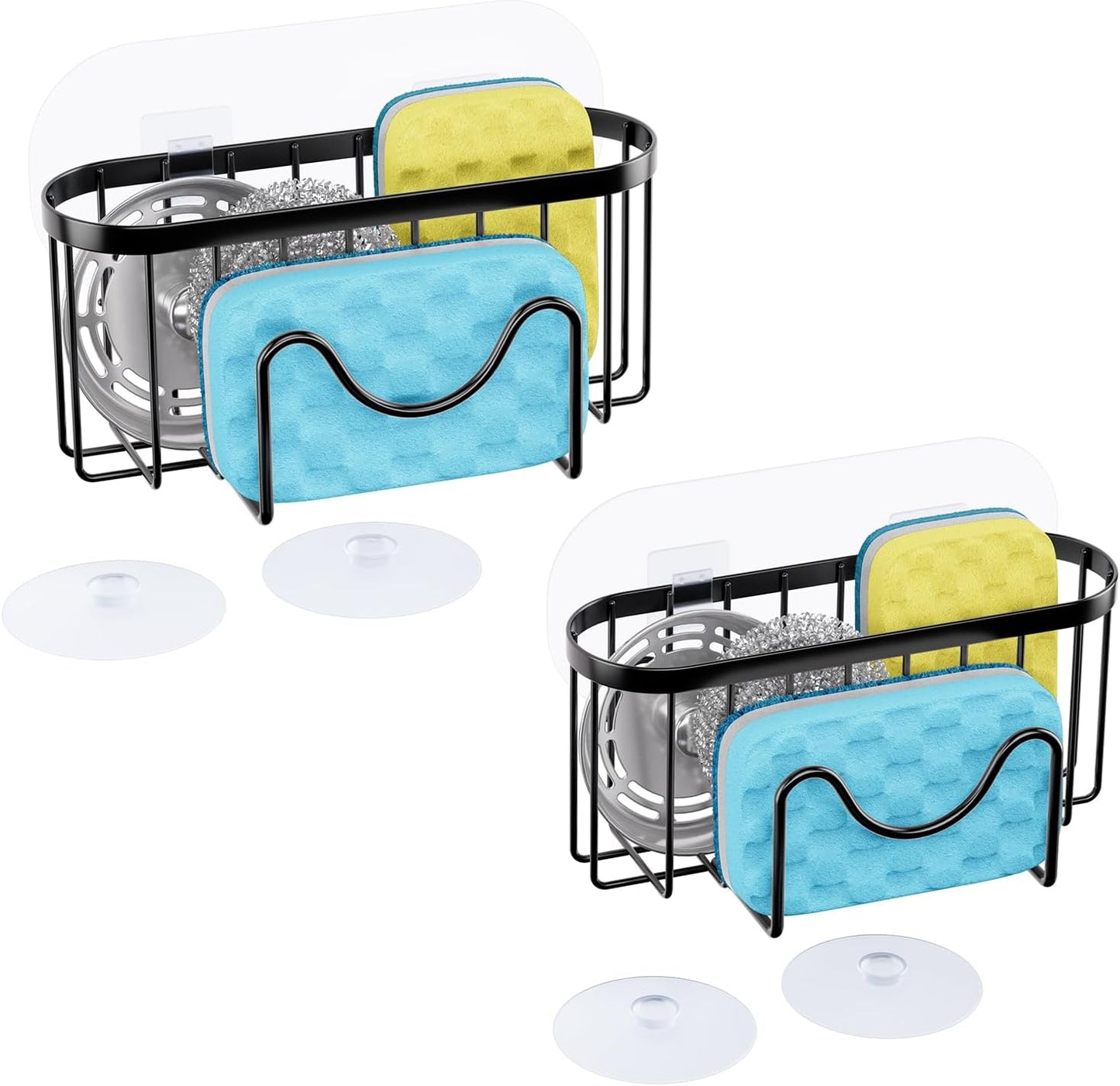 HapiRm Multifunctional Sponge Holder with Unique M-shaped, Two Installation Methods Kitchen Sink