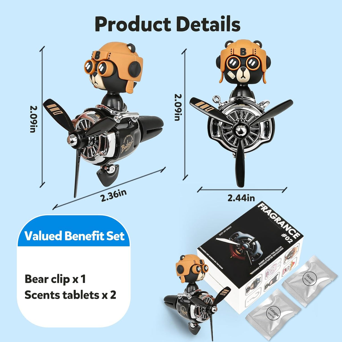 Bear Pilot Car Fresheners Vent Clip Cute Teddy New Car Scent Automotive Air Fresheners Cartoon Air