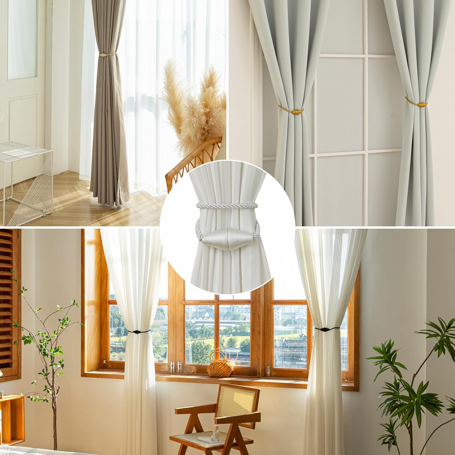 Magnetic Curtain Tiebacks 8 Pack Outdoor Rope Curtain Tie Backs Decorative Window Treatment