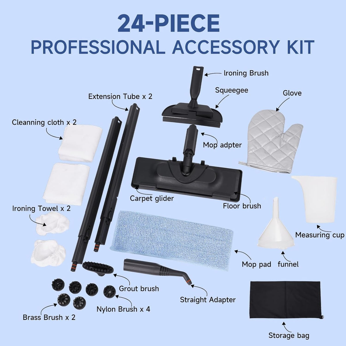 Steam Cleaner with 24-Piece Attachments, Multipurpose Steamer Mop for Home, Floor, Car, Grout
