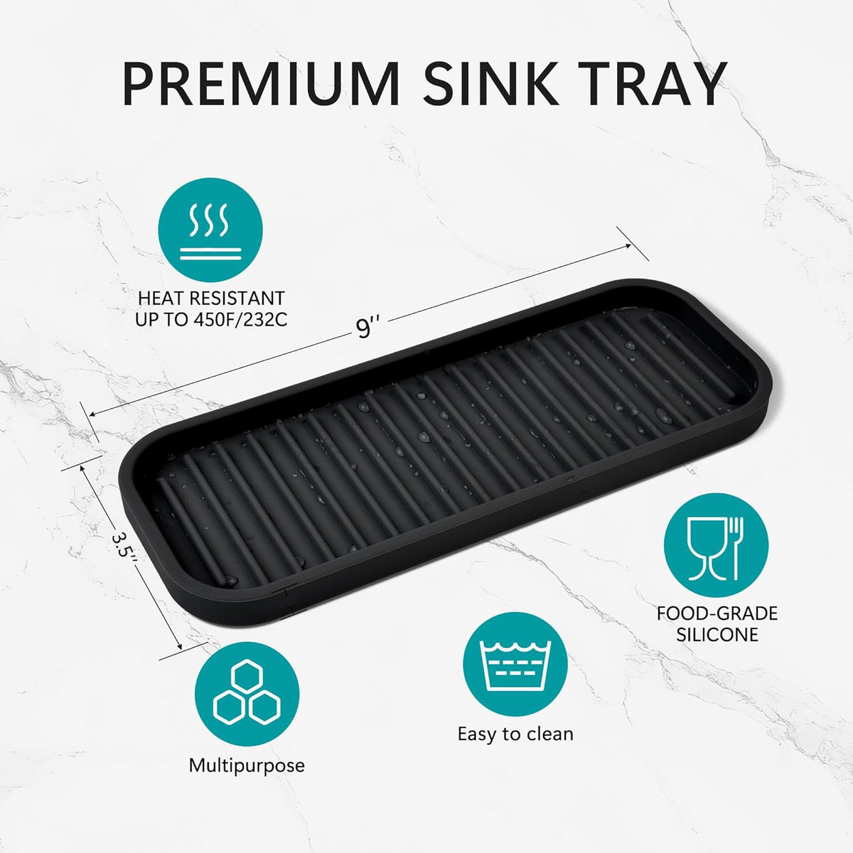 Silicone Sponge Holder Kitchen Sink Organizer Tray Dish Caddy Soap Dispenser, Scrubber Spoon