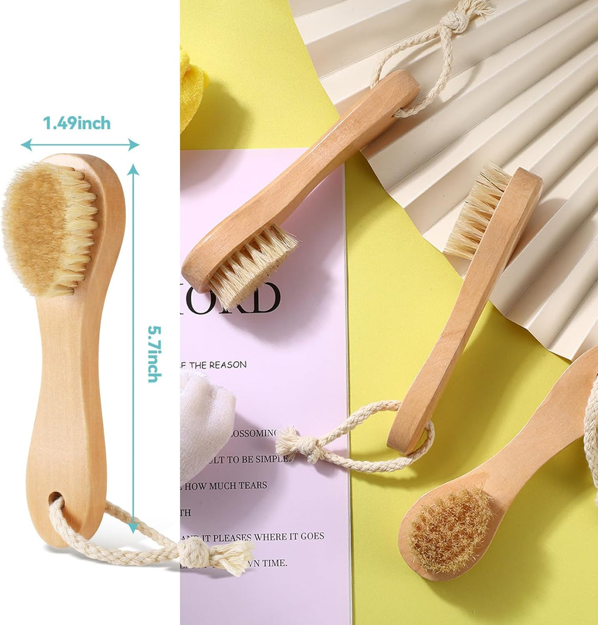 3 Pcs Wood Laundry Stain Brush Stain Remover Brushes with Boar Bristle Small Stain Brush for
