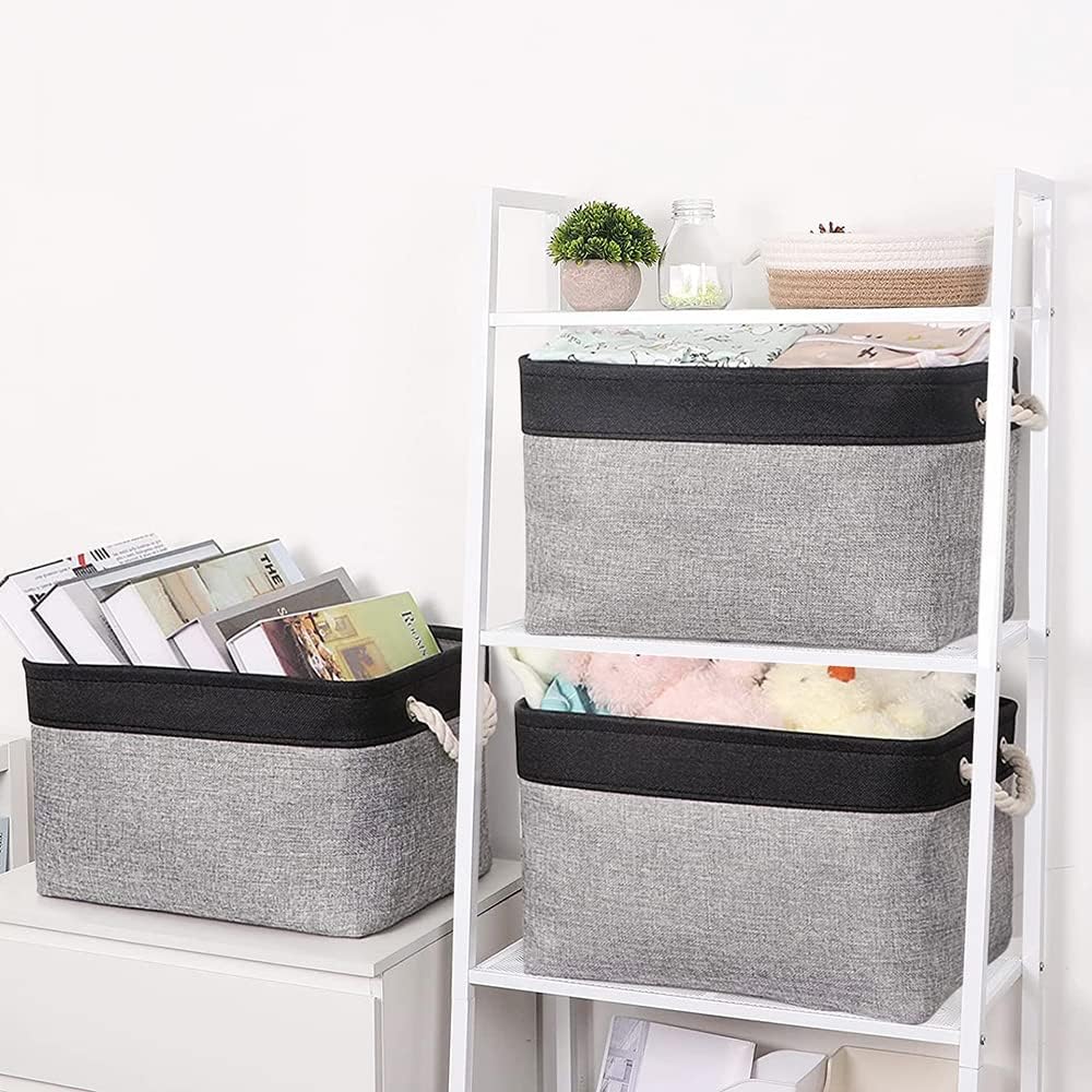 TheWarmHome Organization and Storage Basket for Shelves - 20x16x14 inch Jumbo 3 Pack Collapsible