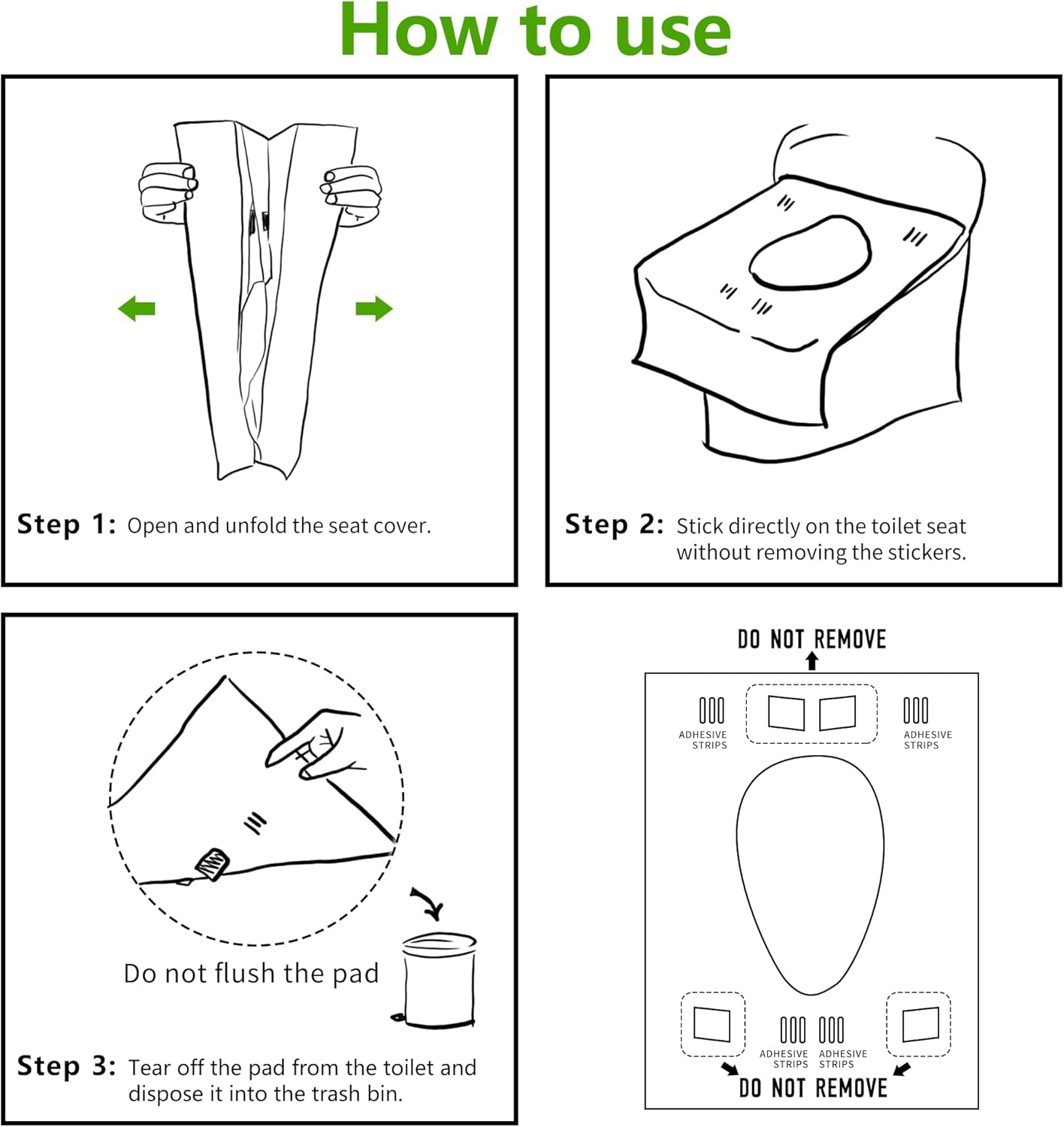 TenFan Disposable Toilet Seat Covers - 70-Pack Waterproof XL Travel Pack, Adhesive Secure Fit for