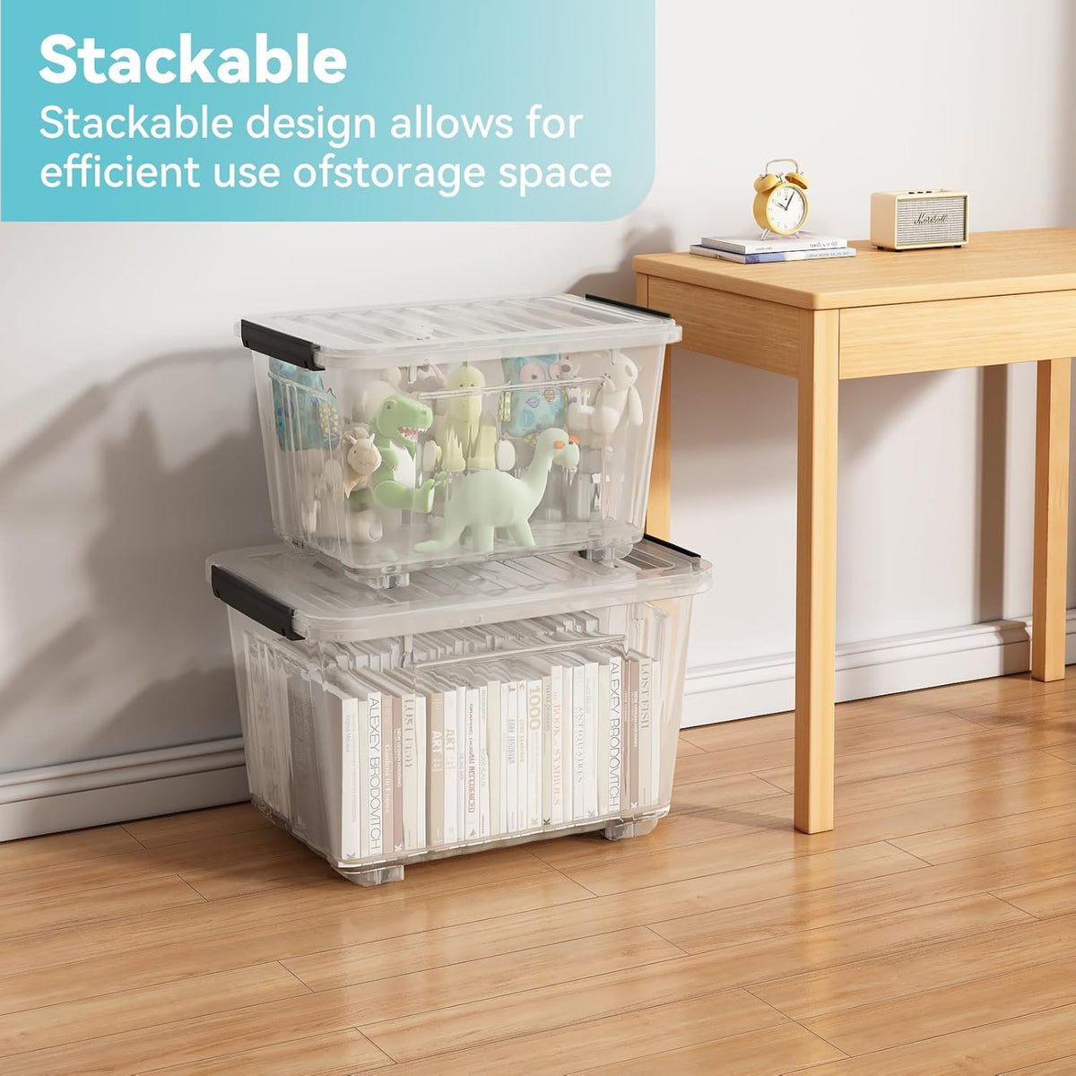 Nazhura 72 Quart Plastic Storage Bin, Stackable and Nestable Storage Boxes with Clear Lids and