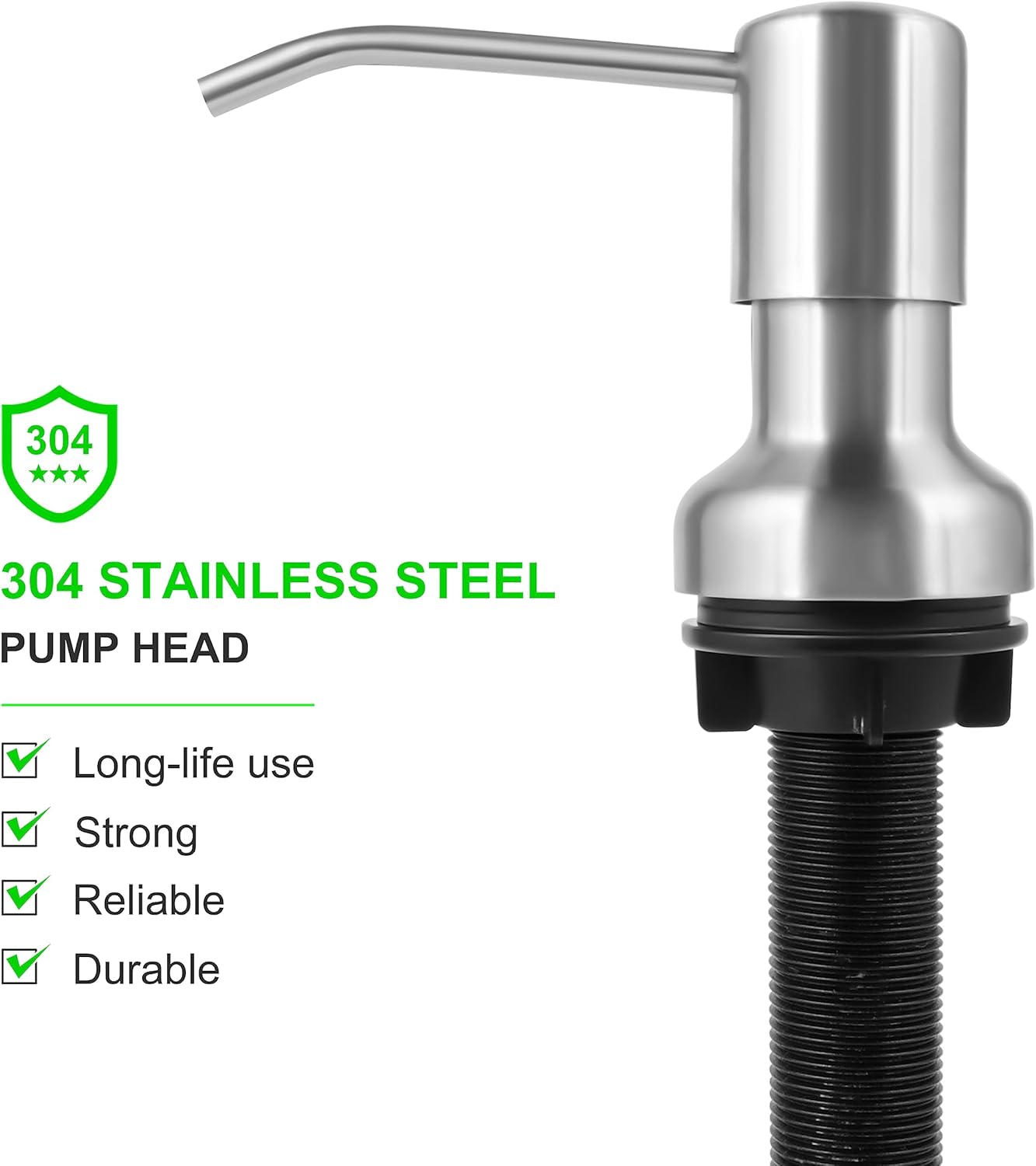 Soap Dispenser for Kitchen Sink, Sink Soap Dispenser with Longer Threaded Shaft Shank, 47"