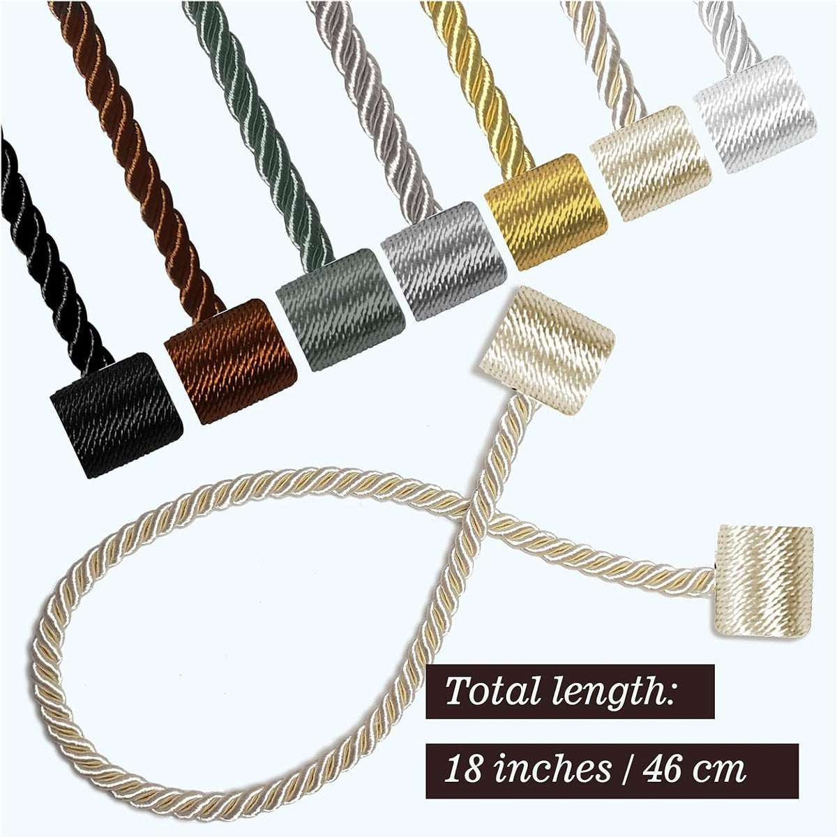 Hion Magnetic Curtain Tiebacks Gray Blue 2pcs, Curtain Tiebacks Buckles Holdbacks Holders Hooks