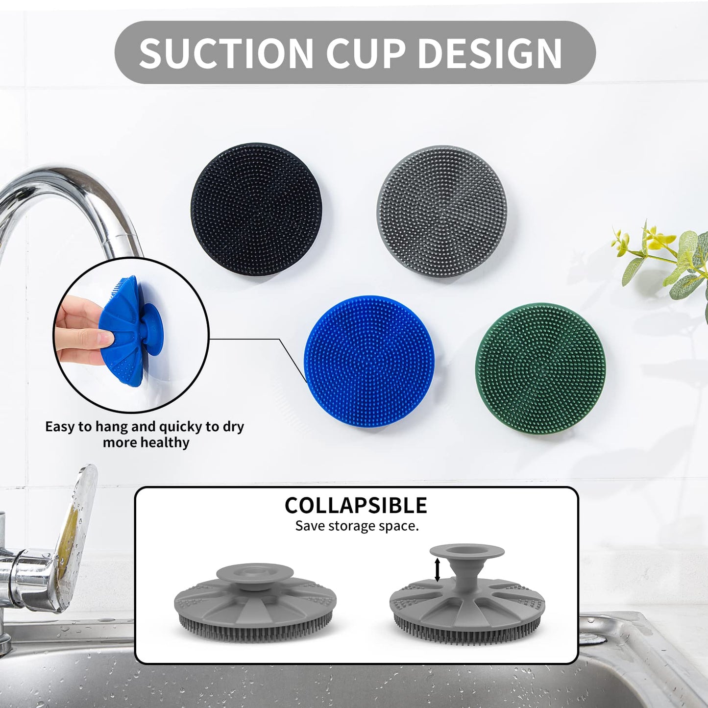 Silicone Dish Scrubber, Non-Scratch Scrub Spong for Washing Dish, Pot, Pan