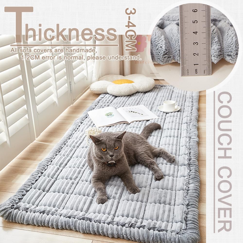 Couch Cover for Dogs Washable, Fuzzy Pet Couch Covers for 3 Cushion Sofa Pet Friendly, Non Slip