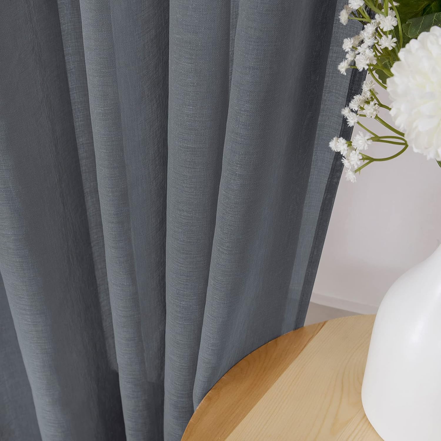 Tollpiz Sheer Tier Curtains Kitchen Linen Textured Half Curtain Sheers Light Filtering Rod Pocket