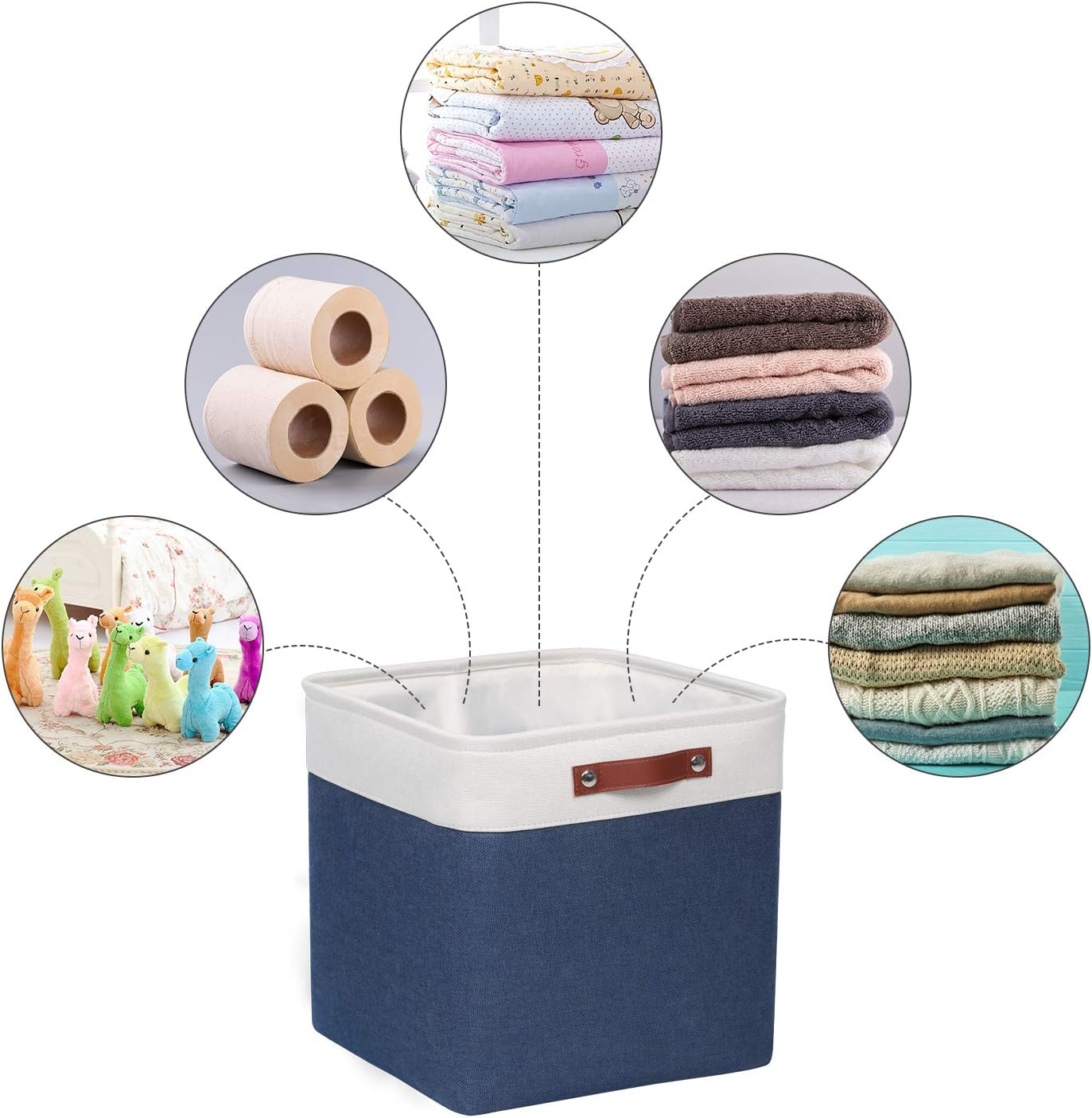 Univivi 13 inch Storage Baskets with Hard Bottom 4 Pack 13 x 13 x13 Cube Storage Bins Foldable