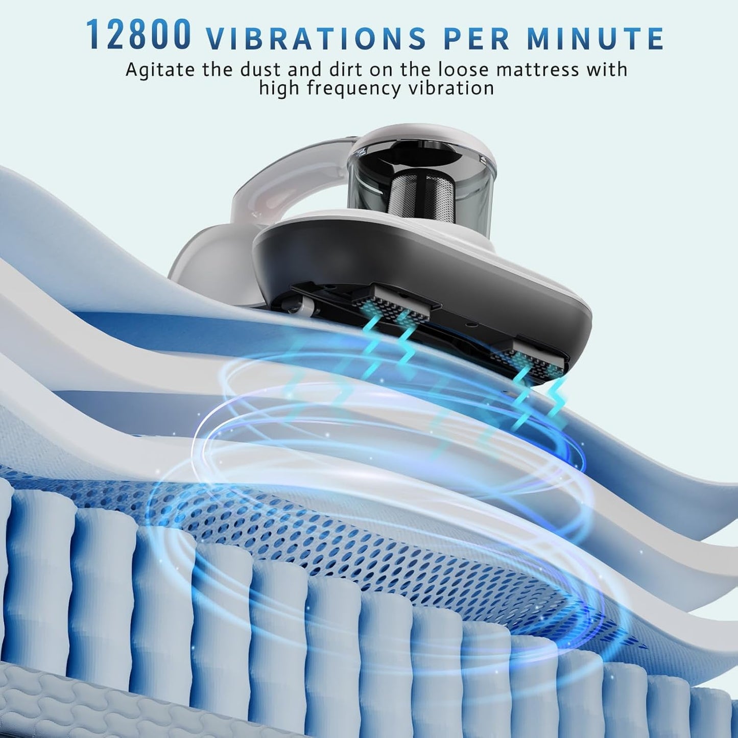 Mattress Vacuum Cleaner, Handheld UV Bed Vacuum Cleaner 16KPa & 12800 Vibrations Per/Min Upgraded