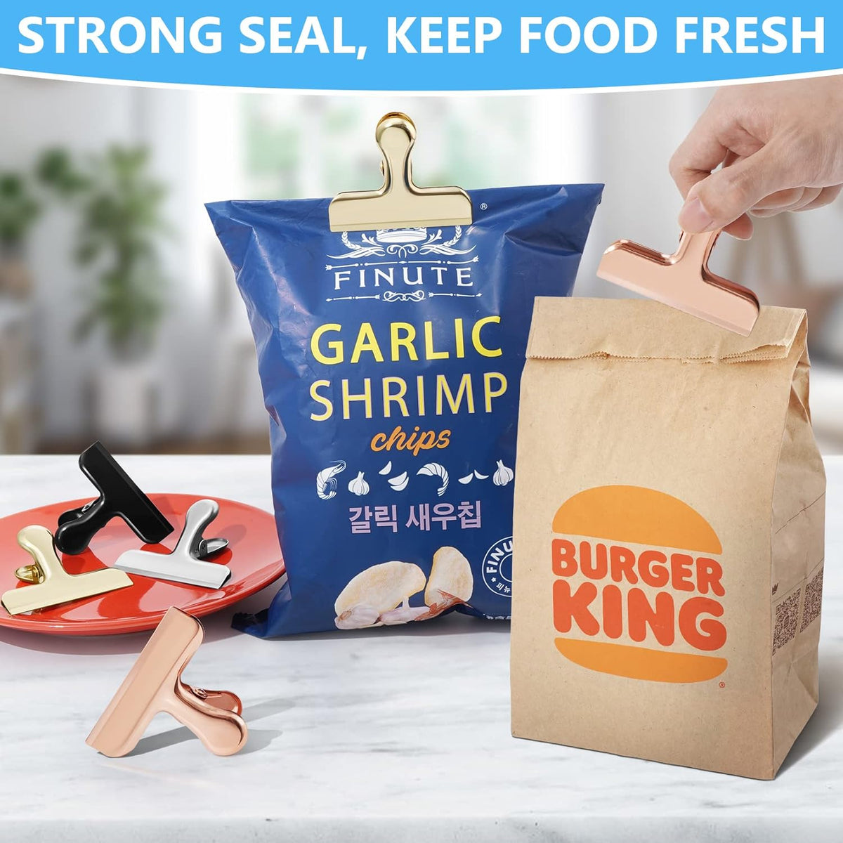 20 Pack 3 Inch Wide Stainless Steel Chip Clips Heavy Duty Food Bag Clamp, All-Purpose Air Tight
