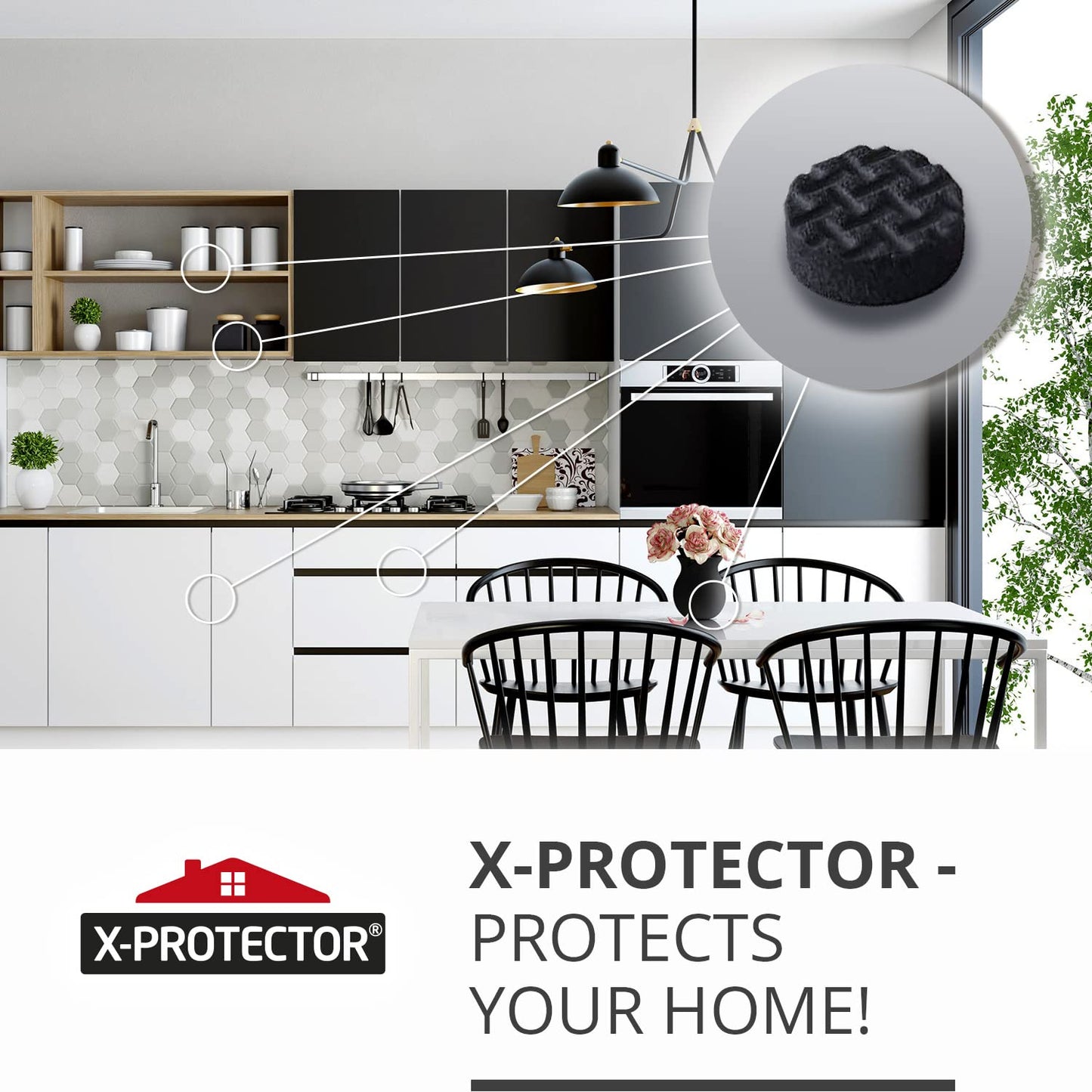 X-Protector Cabinet Door Bumpers 100 PCS Small Black Rubber Pads 3/8' Self-Adhesive Thick Dots