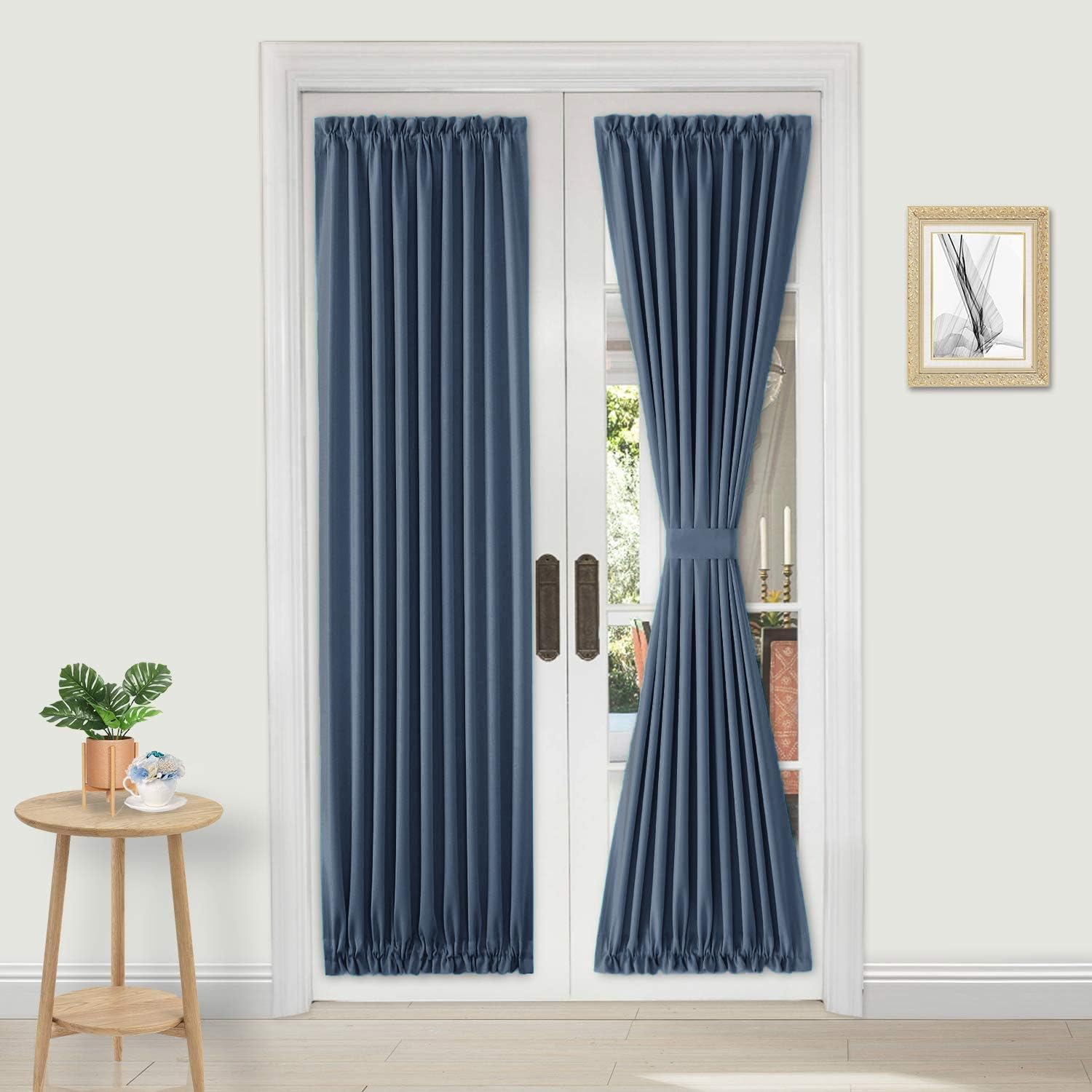 DWCN French Door Curtains – Rod Pocket Thermal Blackout Curtain for Doors with Glass Window