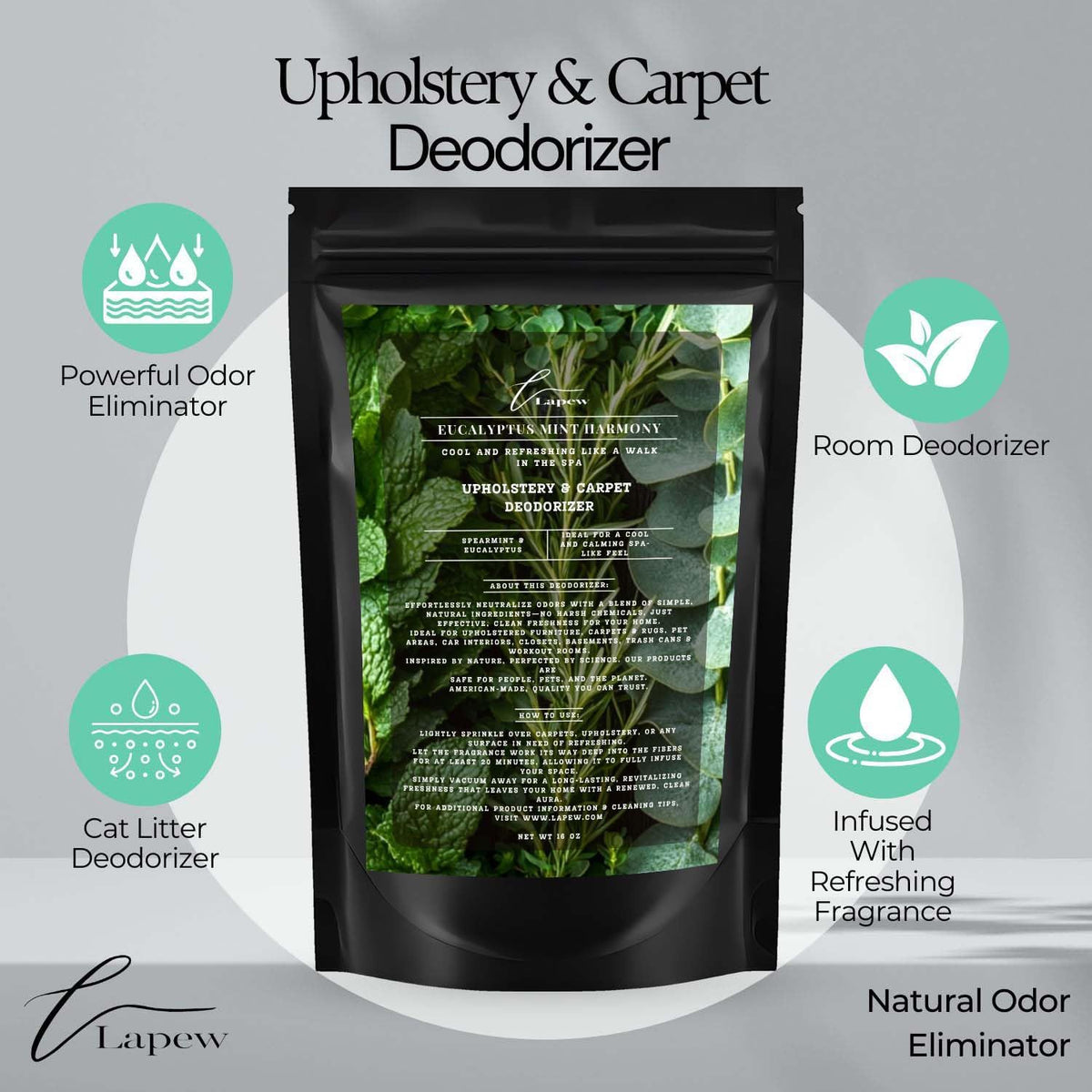 Eucalyptus Mint Harmony Carpet Freshener Powder: Powerful Odor Eliminator for Home, Upholstery