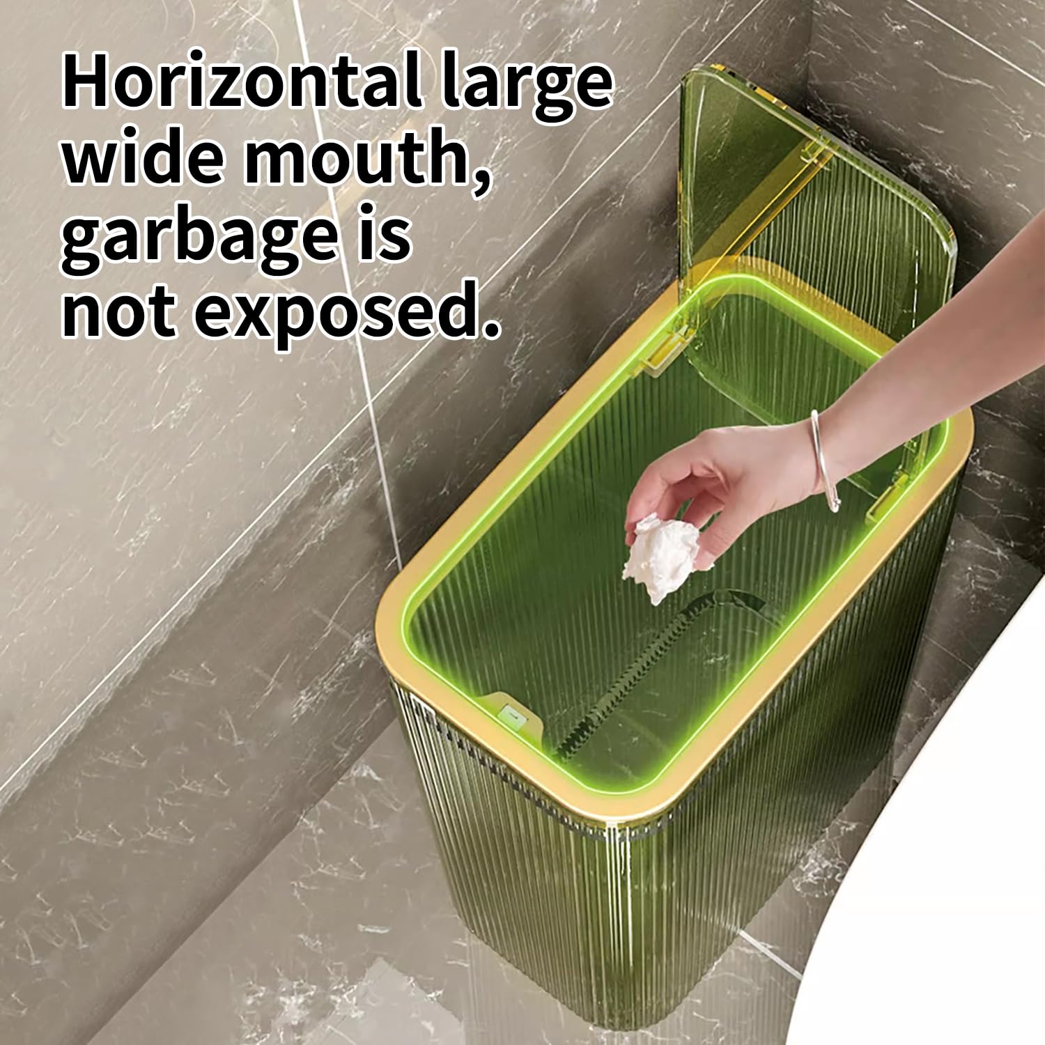 Transparent Trash Can, Bathroom Trash Cans with Lids, 2.6 Gallon Garbage Can for Bedroom, Office