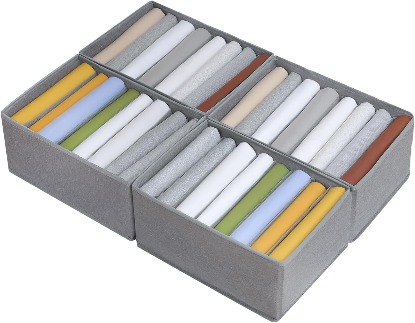 Qozary 4 Pack Drawer Organizers for Clothing, 8 Grids Foldable Closet Organizers and Storage Bins