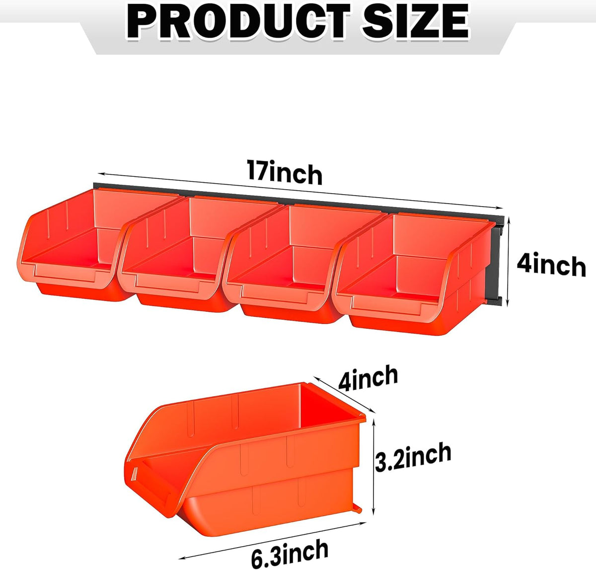 Ultrawall Wall Mounted Storage Bins, Plastic Hanging Storage Organizer Bins, Garage Tool Storage