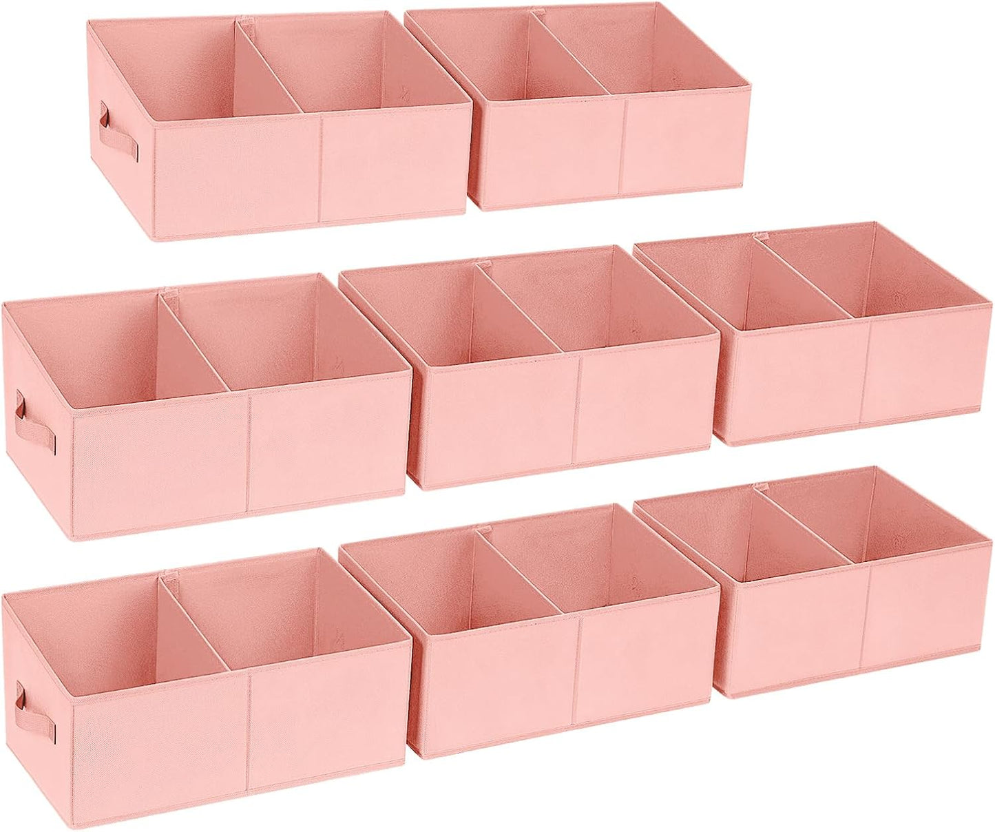 DIMJ Large Closet Shelf Organizer Bins 8 Packs with Handles and Divider, Fabric Trapezoid Storage